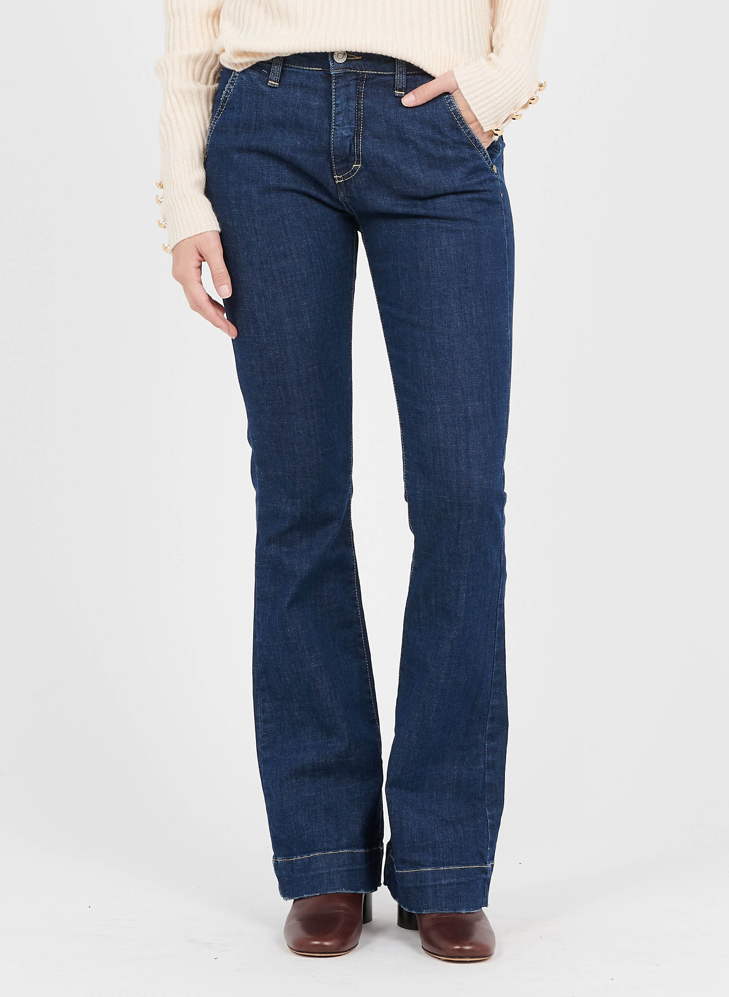 Bootcut cotton jeans PLEASE Blue