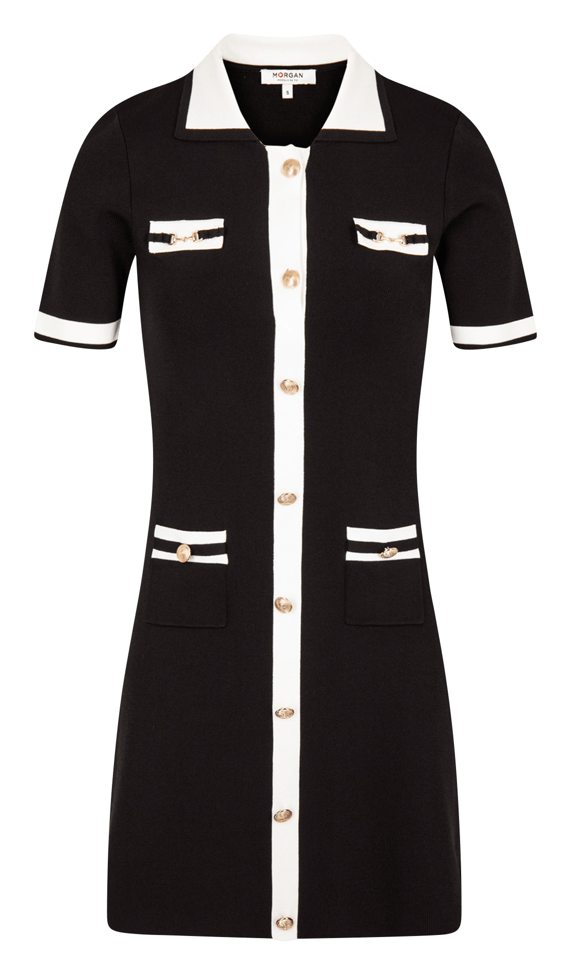 Robe pull courte boutonnée en maille fine  NoirMORGAN