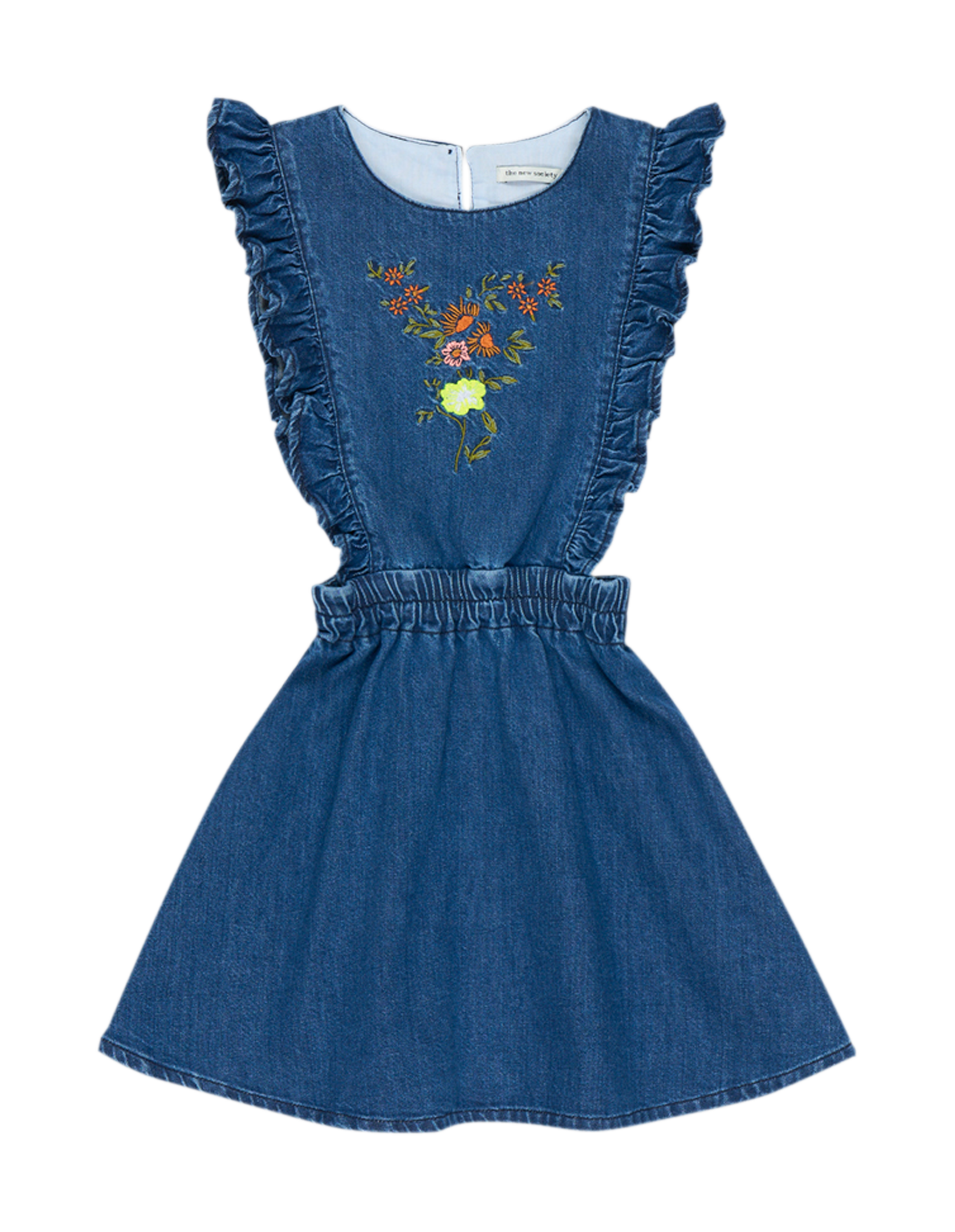 Short fitted round-neck cotton denim dress THE NEW SOCIETY Raw denim