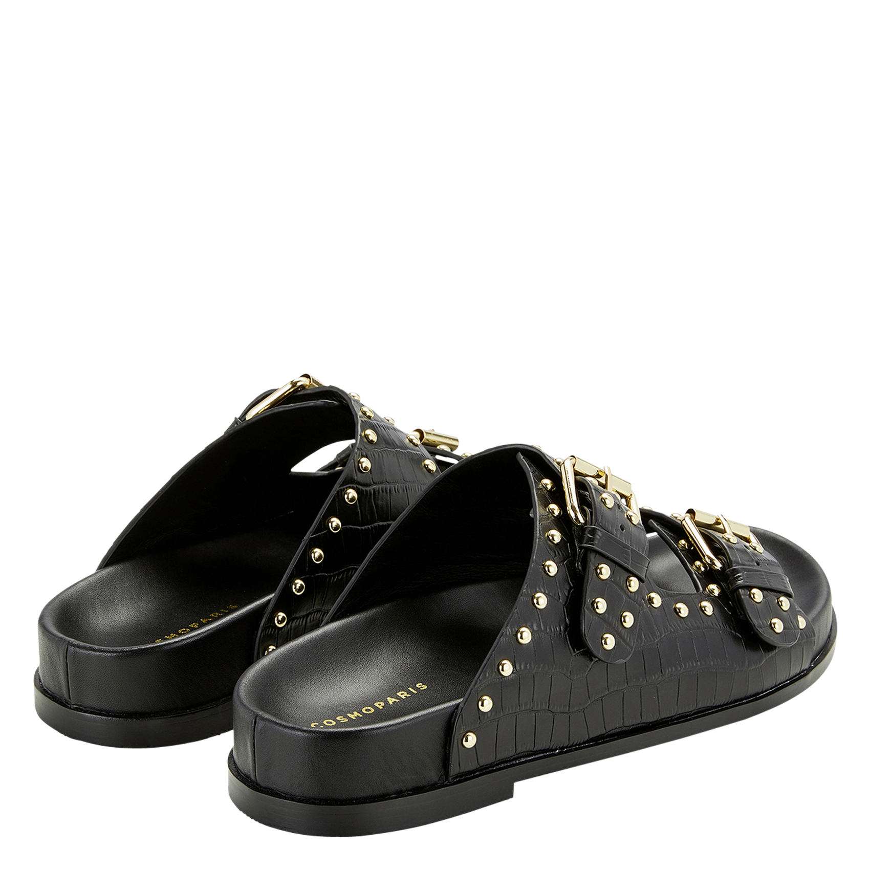 Flat leather mules COSMOPARIS Black