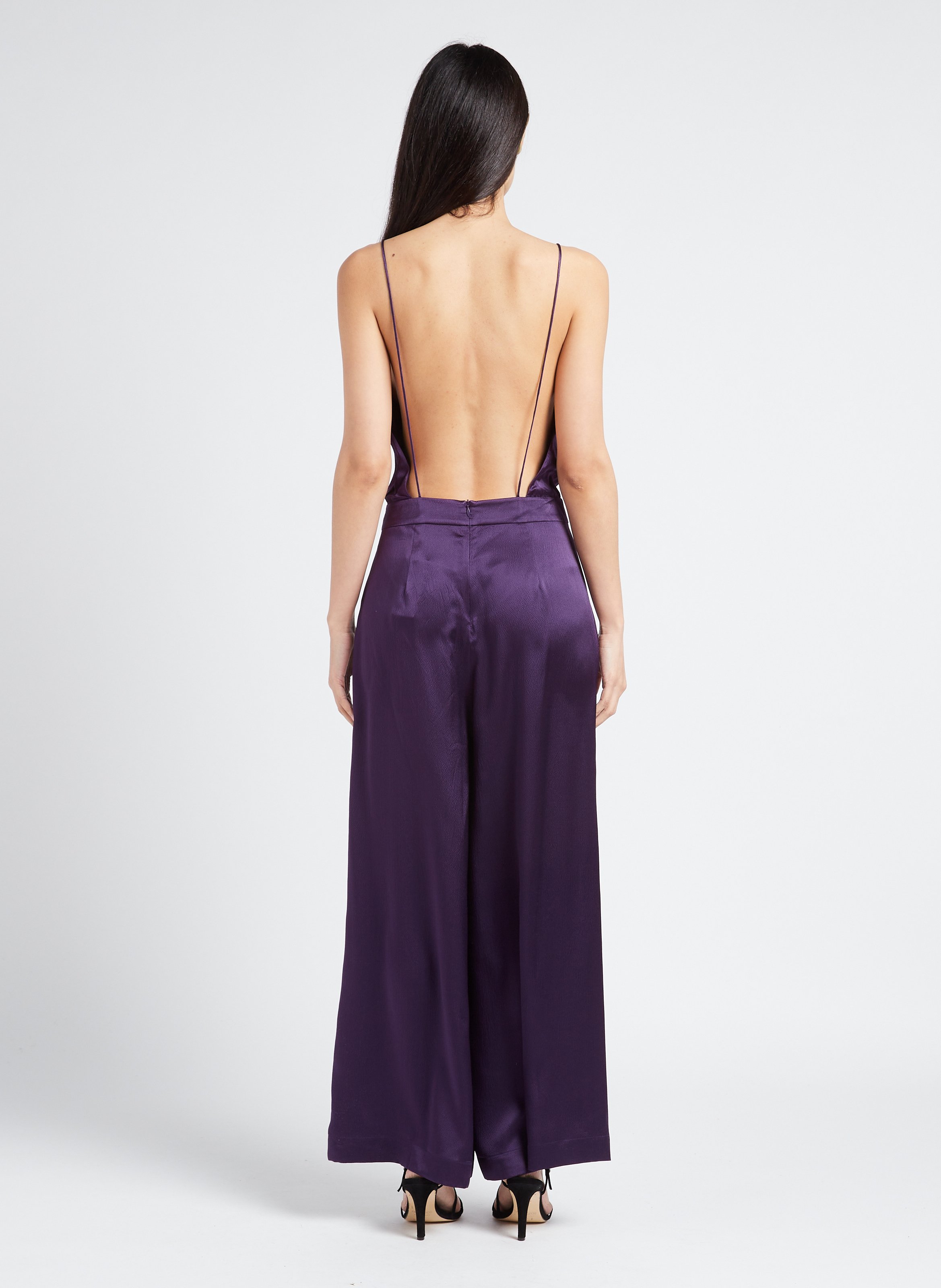 Combinaison à bretelles en soie KARMA KOMA Violet