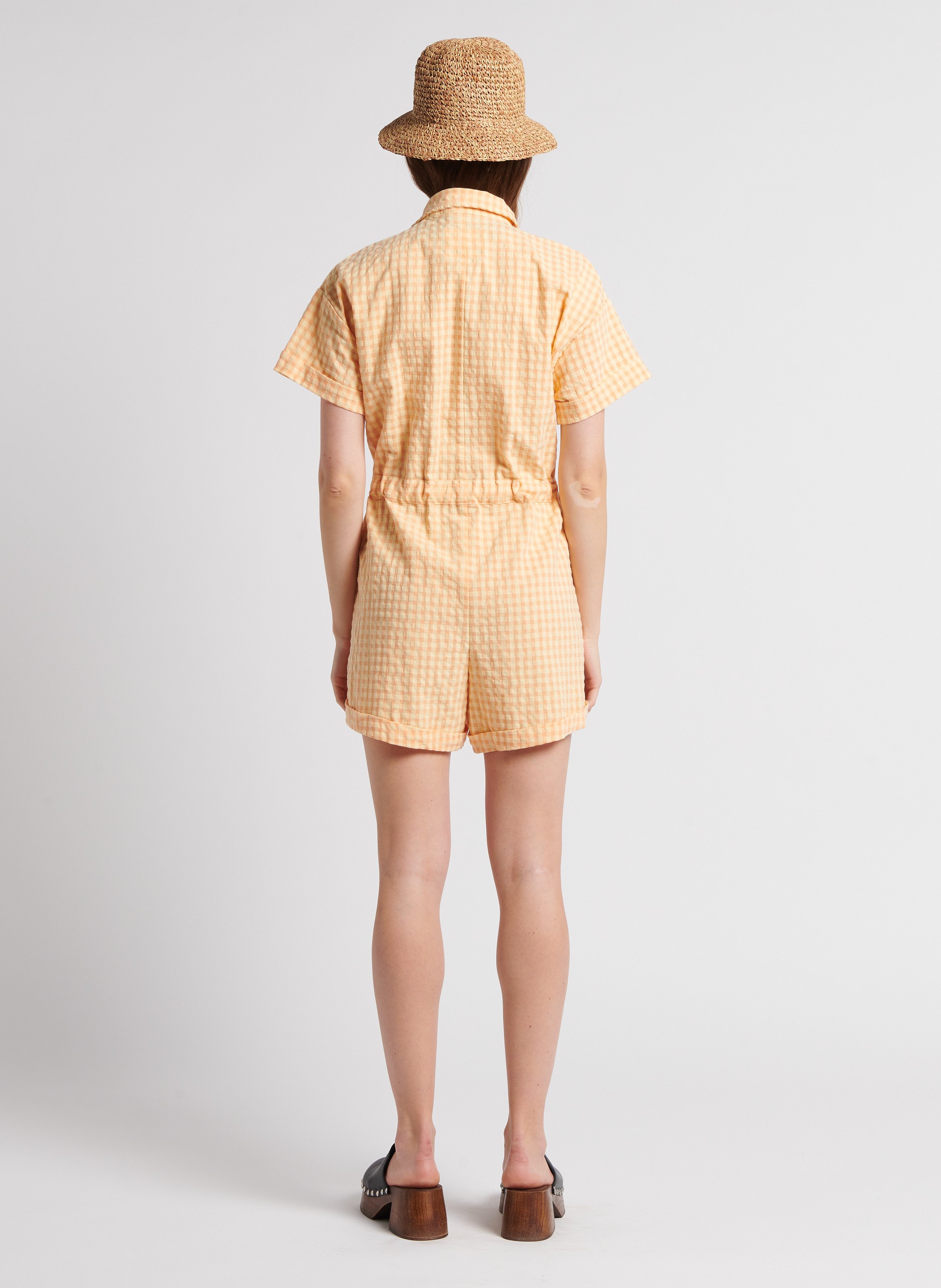 Short printed jumpsuit in blended organic cotton RITA ROW Orange