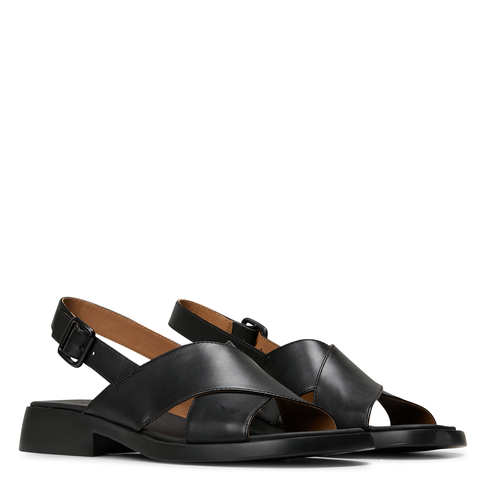 Sandales plates en cuir CAMPER Noir