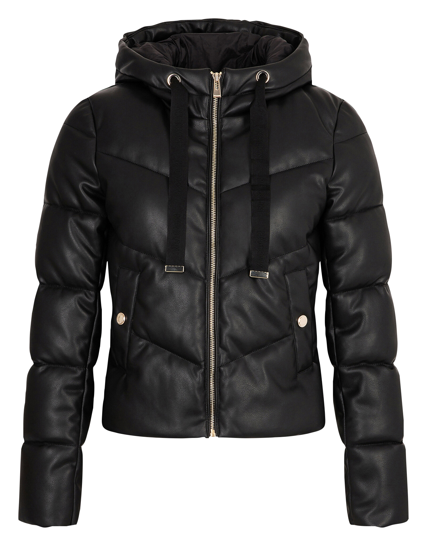 Short fitted hooded puffer jacket MORGAN Black