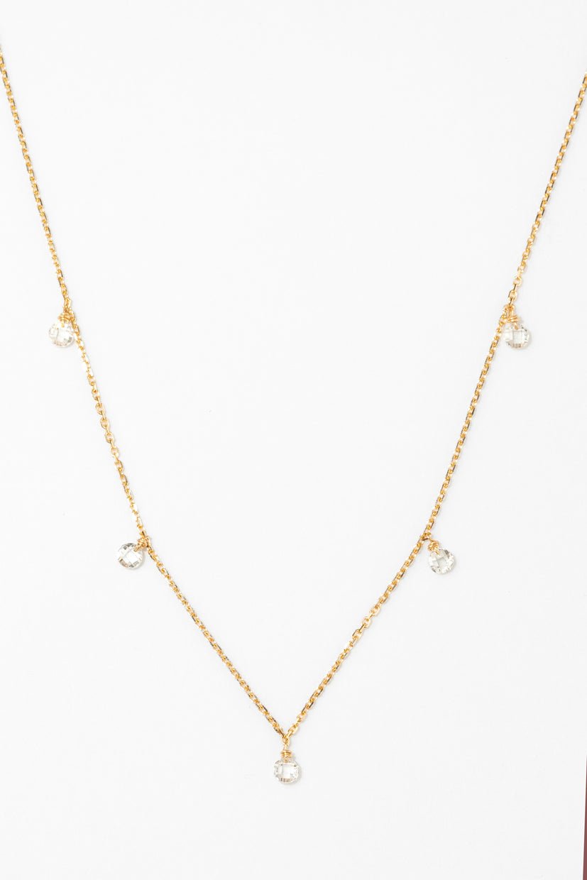 Long pendant necklace Sofia in 18k gold with white diamond. YAY White