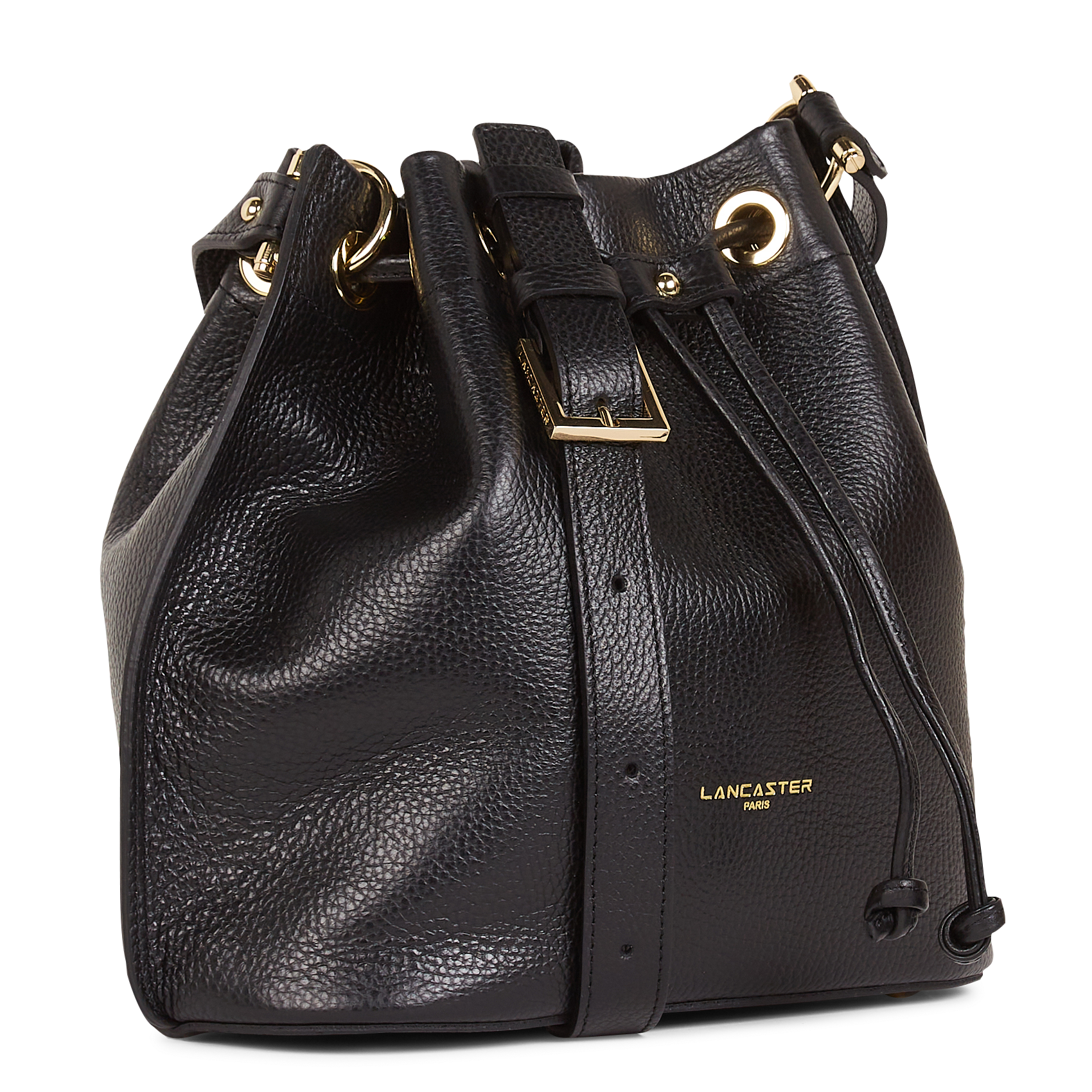 Lederen schoudertas met korrelige afwerking LANCASTER PARIS Zwart