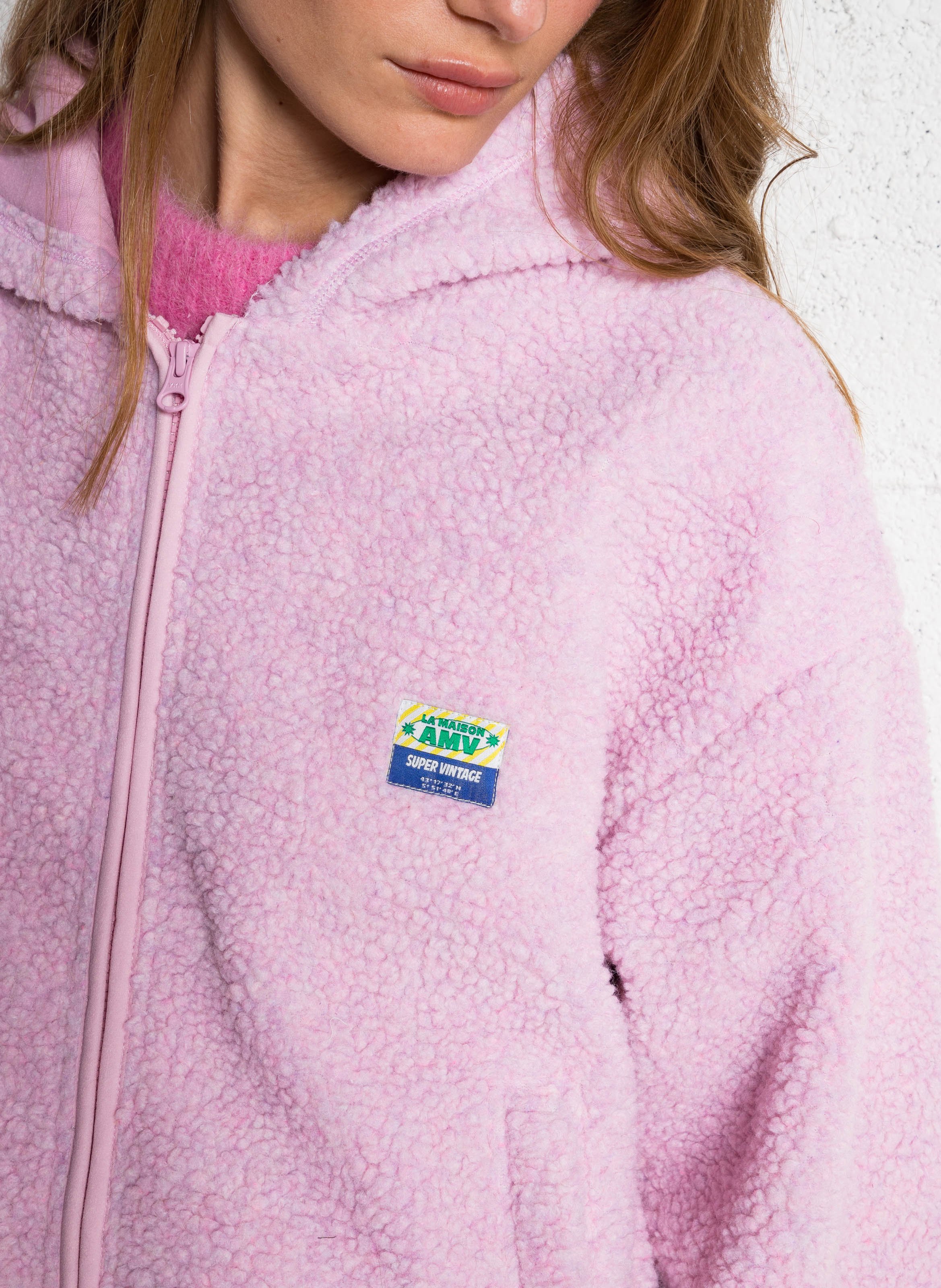 Weite Fleecejacke mit Kapuze AMERICAN VINTAGE Rosa