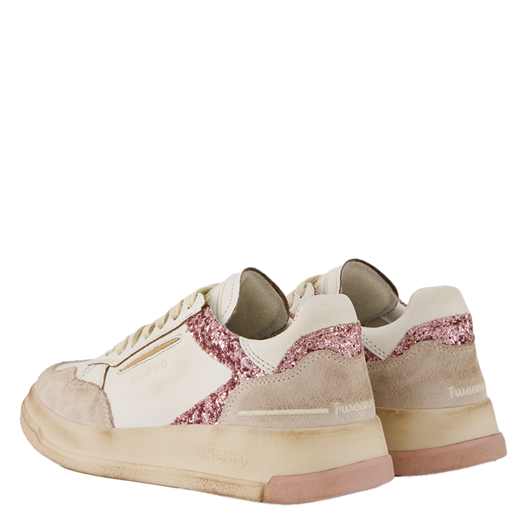 Low-top leather mix sneakers GHOUD VENICE Pink