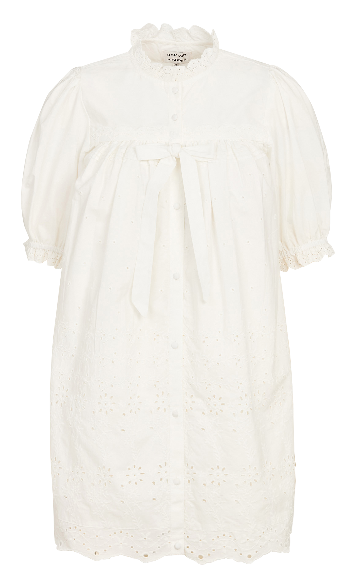 Short dress in embroidered organic cotton DAMSON MADDER White