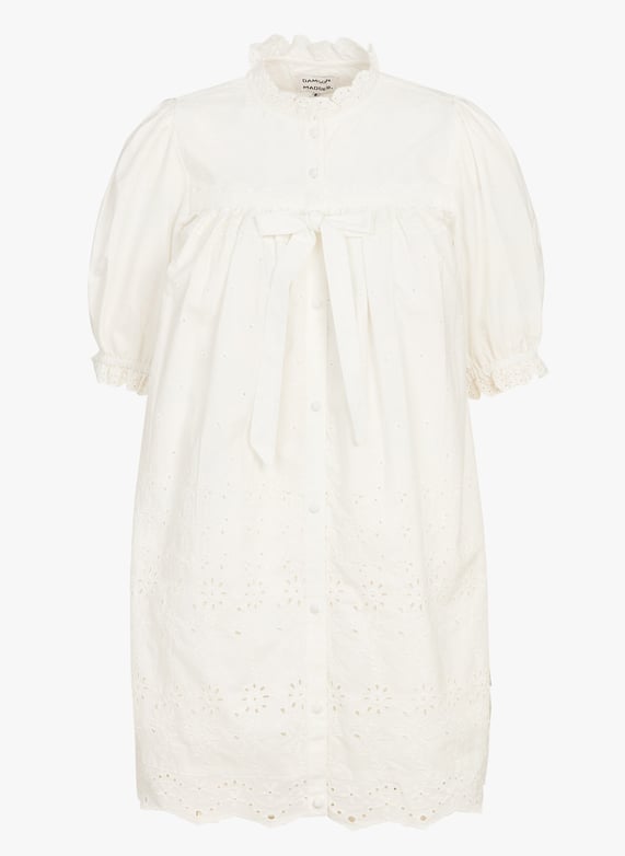 Short dress in embroidered organic cotton White Damson madder - Women | Place des Tendances Short dress in embroidered organic cotton White Damson madder - Women | Place des Tendances