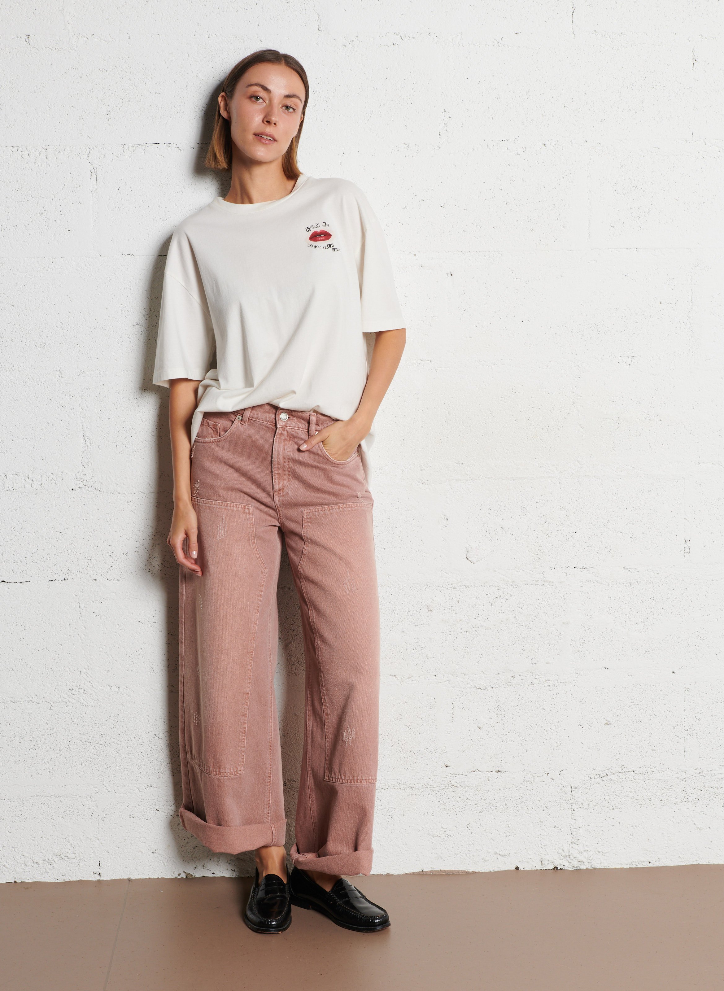 Tee-shirt ample maxi visuel dos IKKS Blanc