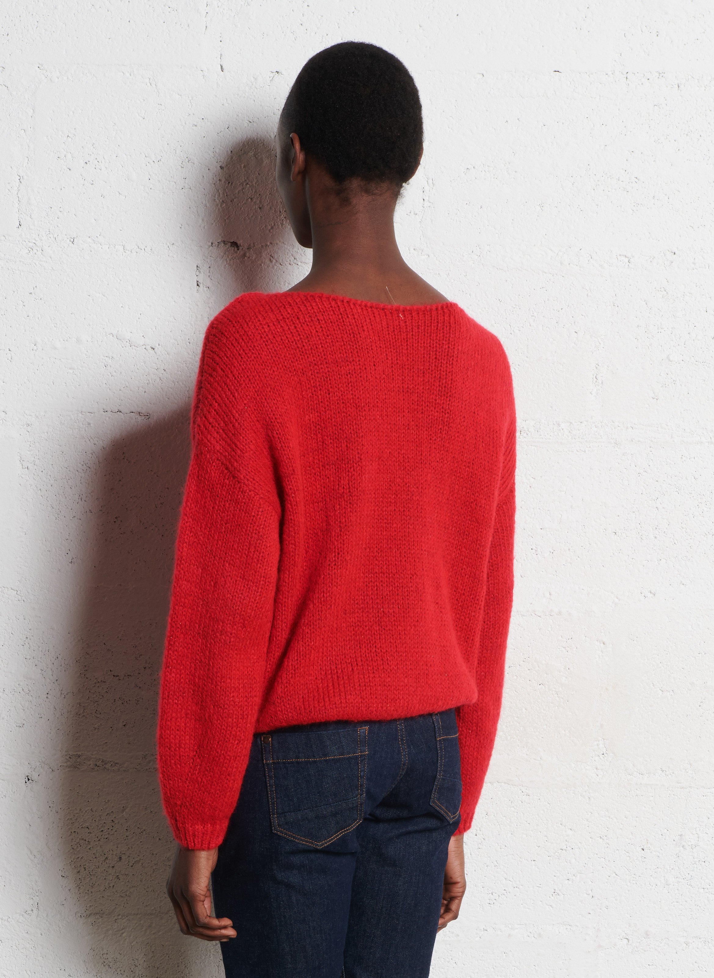 Oversized trui met boothals  ONE STEP Rood