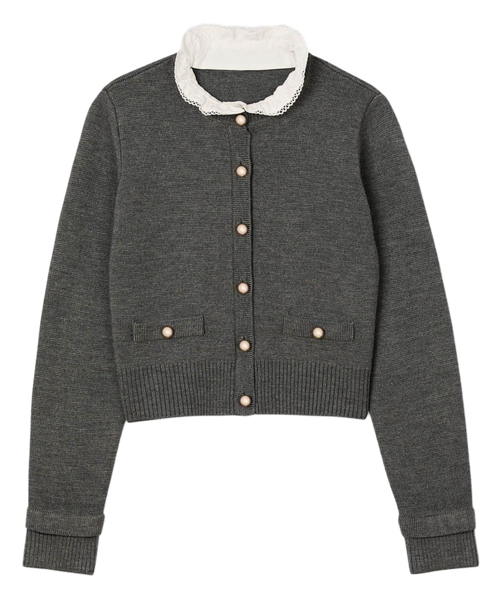 Gilet droit col rond  SANDRO Gris