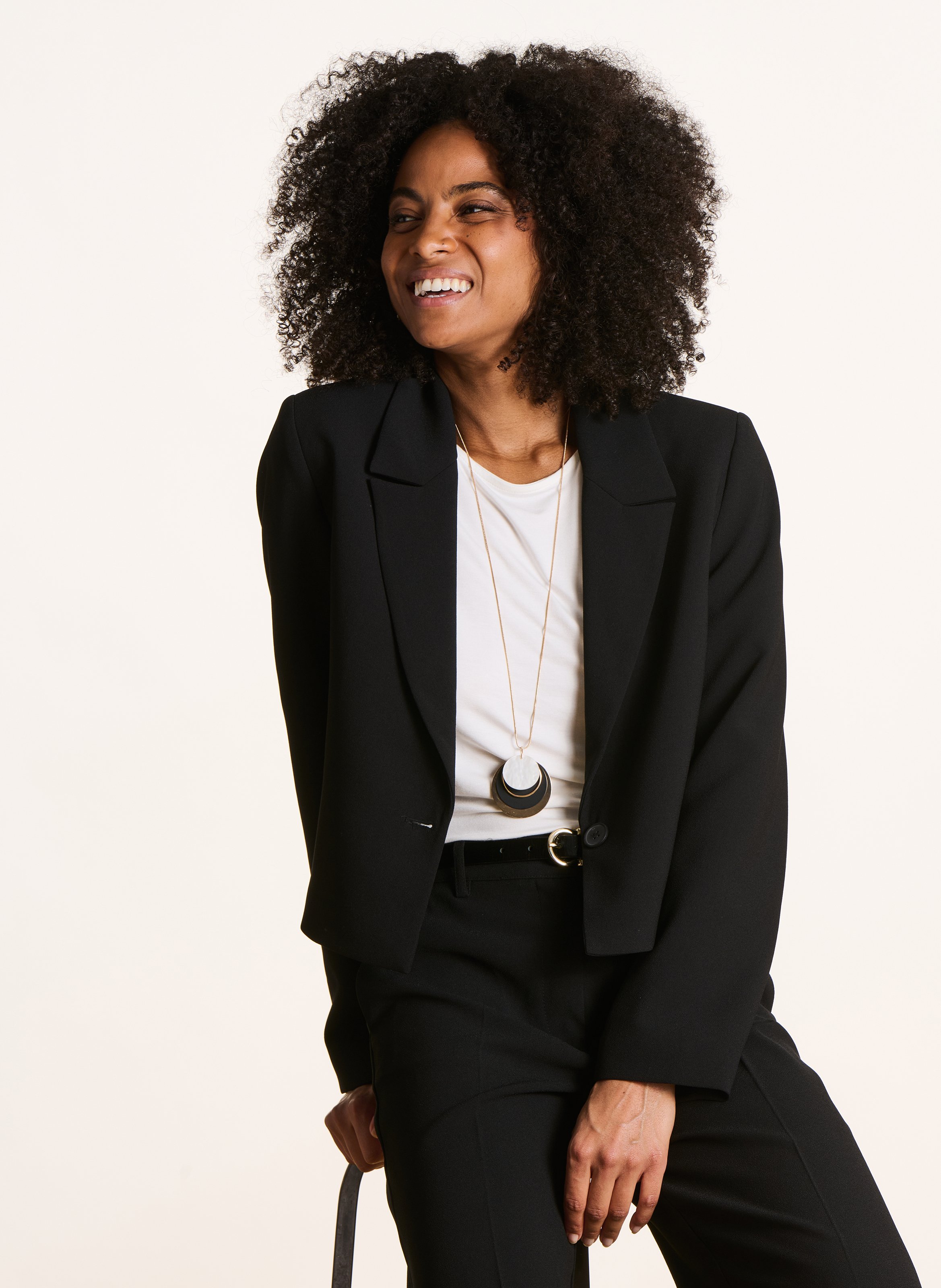 Cotton-blend cardigan with tailored collar LA FEE MARABOUTEE Black