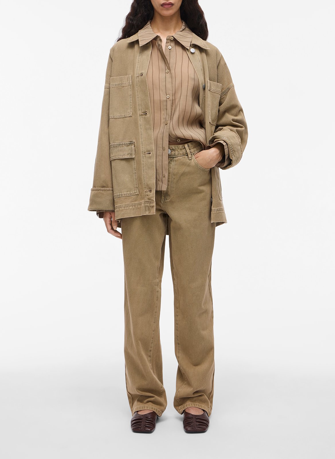 Jean droit en coton ROUGE EDIT Marron