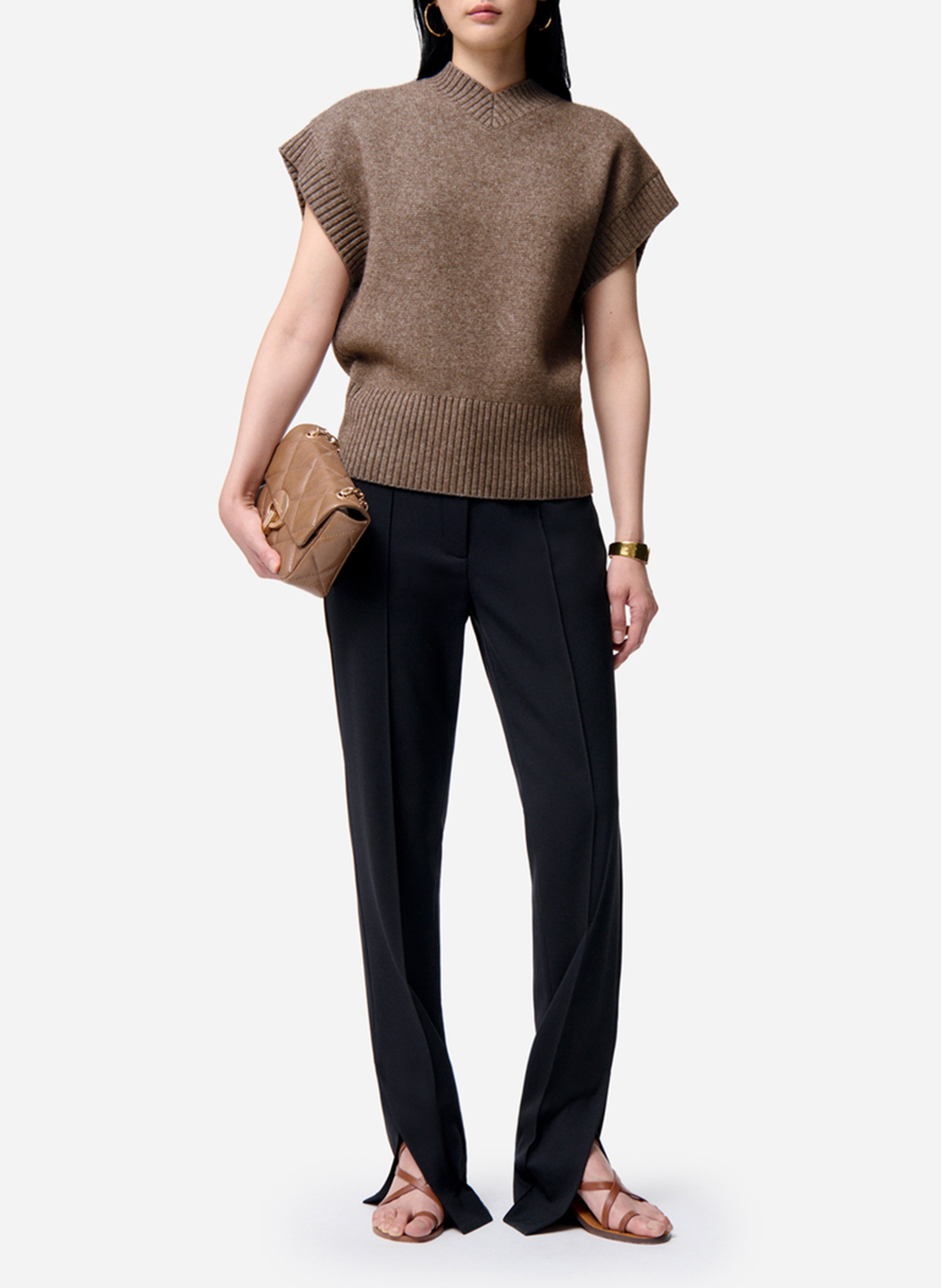 Pull col V en laine  VANESSA BRUNO Gris