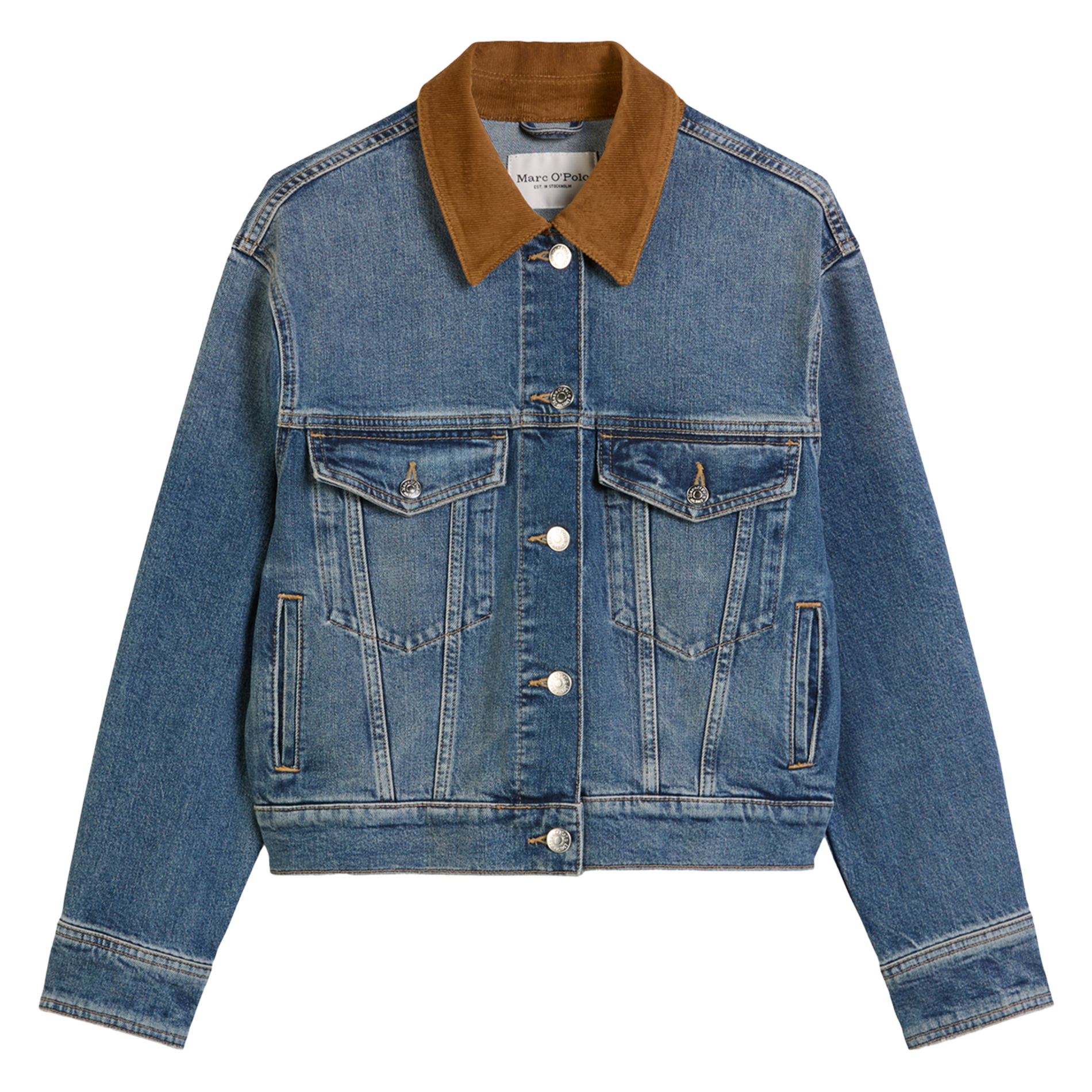 Veste courte en denim à col côtelé MARC O&#039;POLO Bleu
