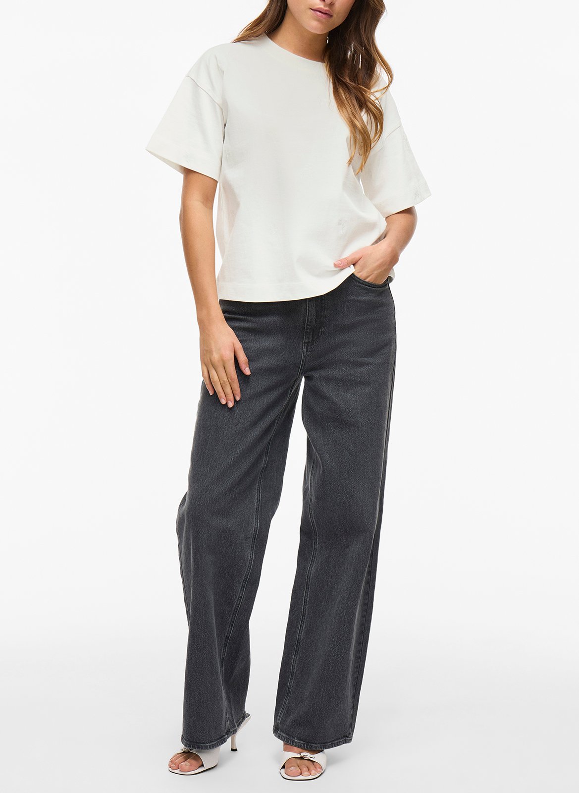 Oversized T-shirt van biologisch katoenmix Wit