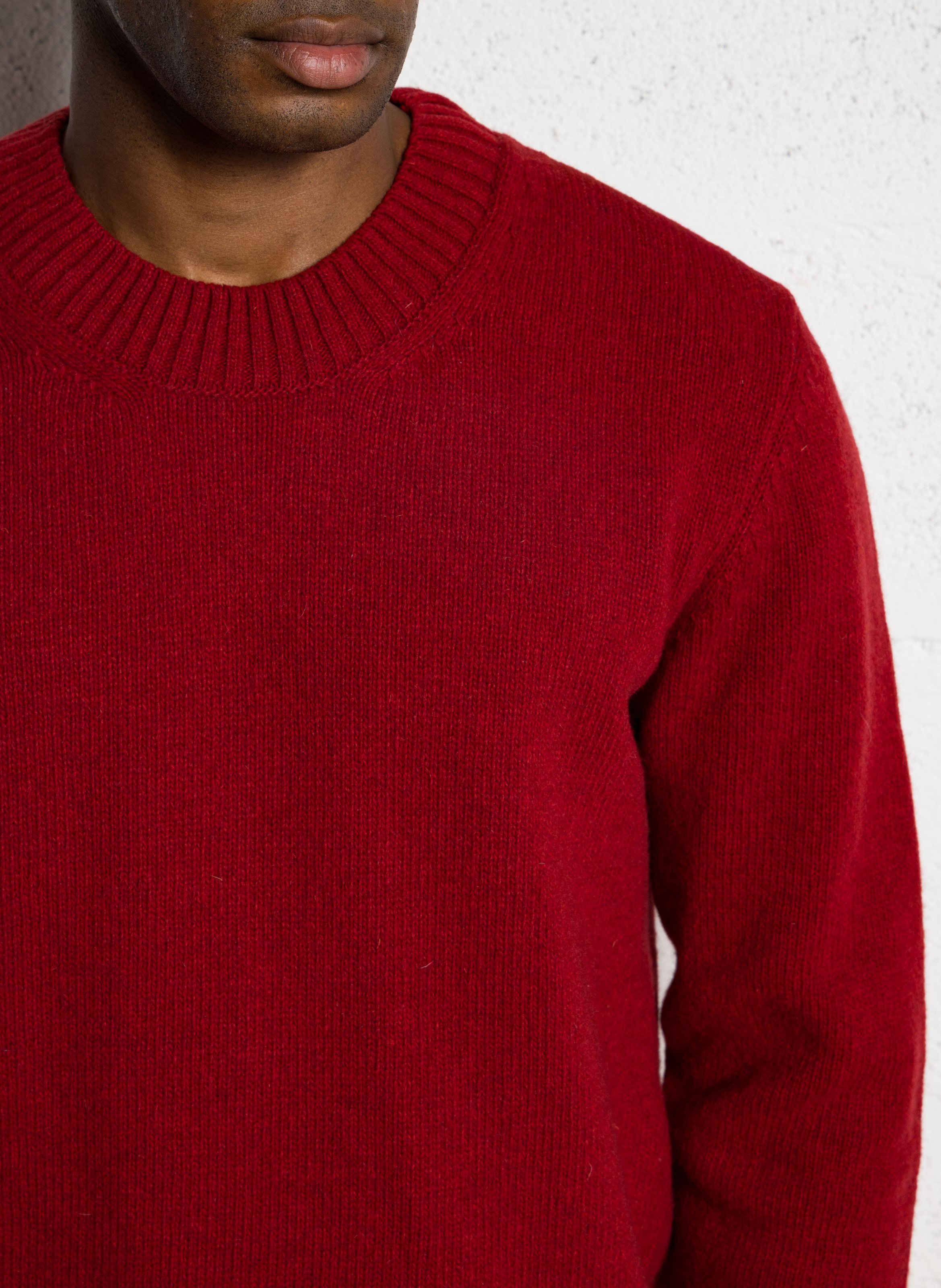 Round-neck wool-blend straight-cut sweater AU PRINTEMPS PARIS Red