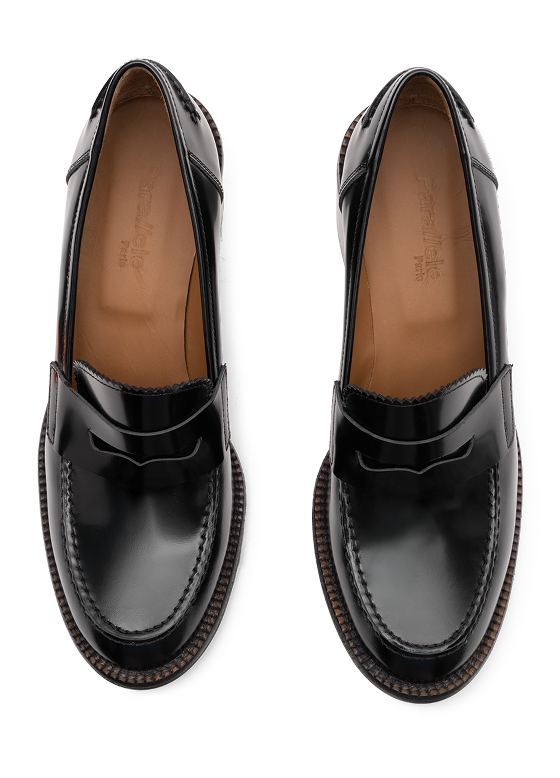 Black brushed leather moccasins PARALLELE PARIS Black