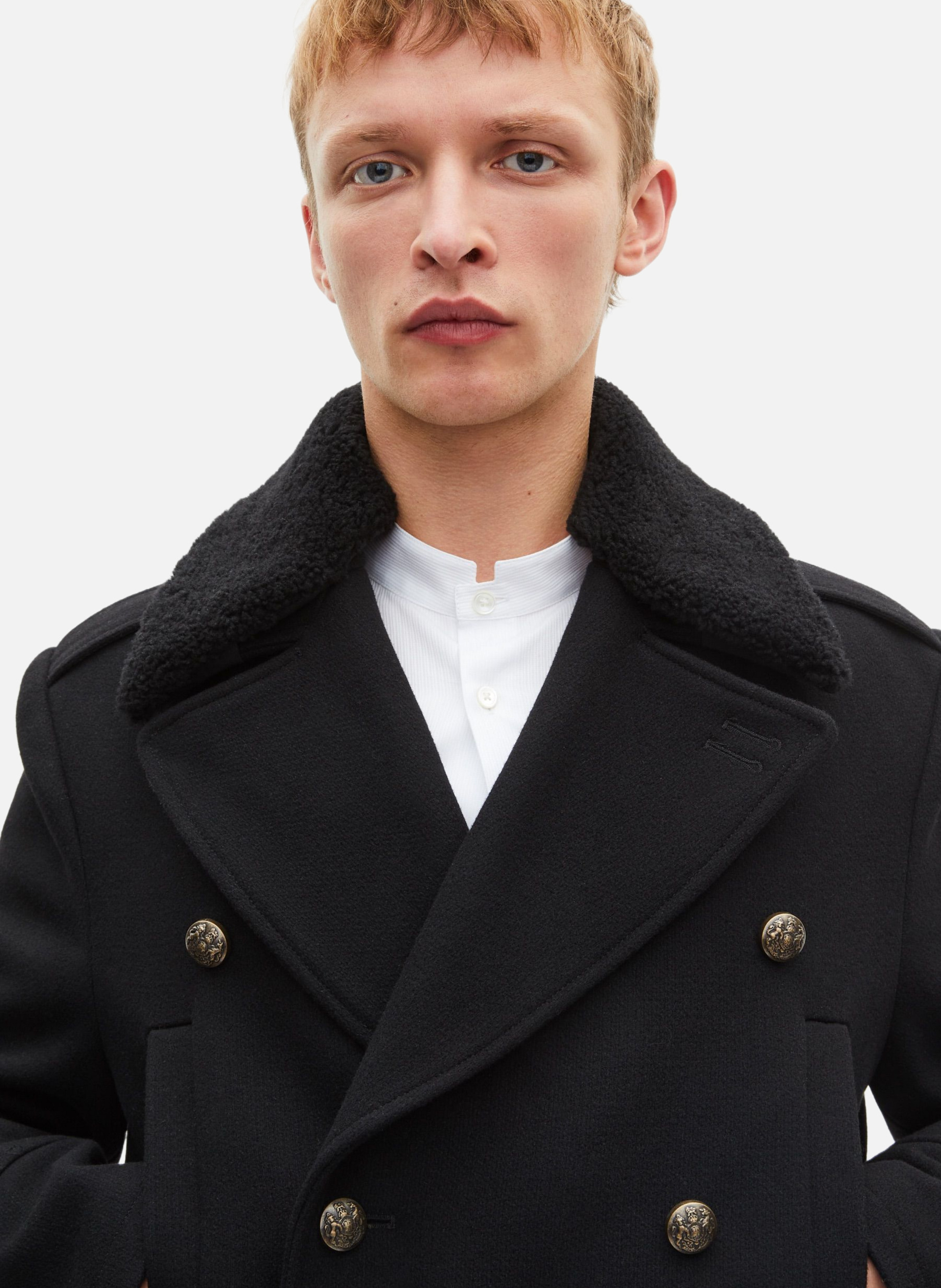 Long coat with sherpa collar THE KOOPLES Black