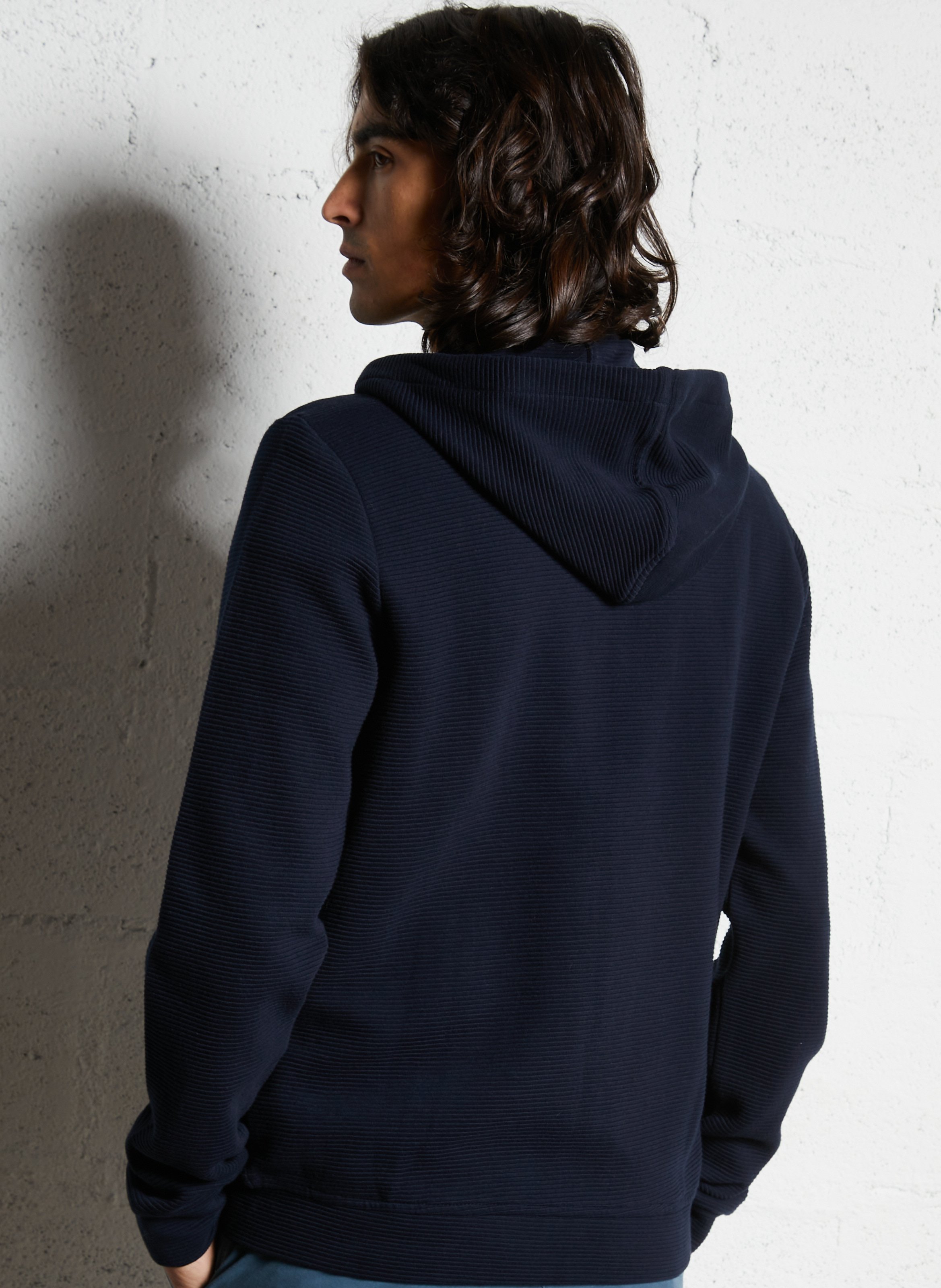 Sweat droit à capuche en coton IKKS Bleu