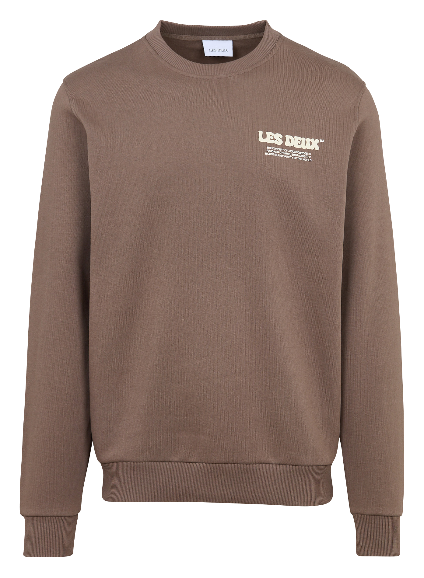 Straight round neck sweatshirt screen printed in organic cotton LES DEUX Beige