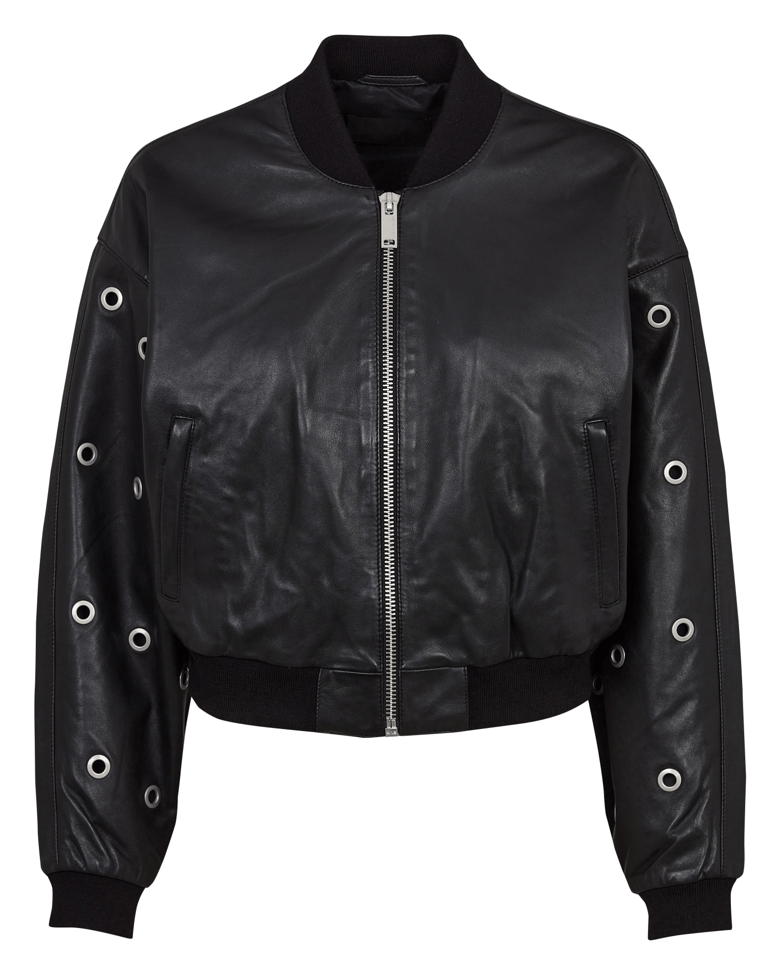 Straight leather teddy collar jacket IKKS Black