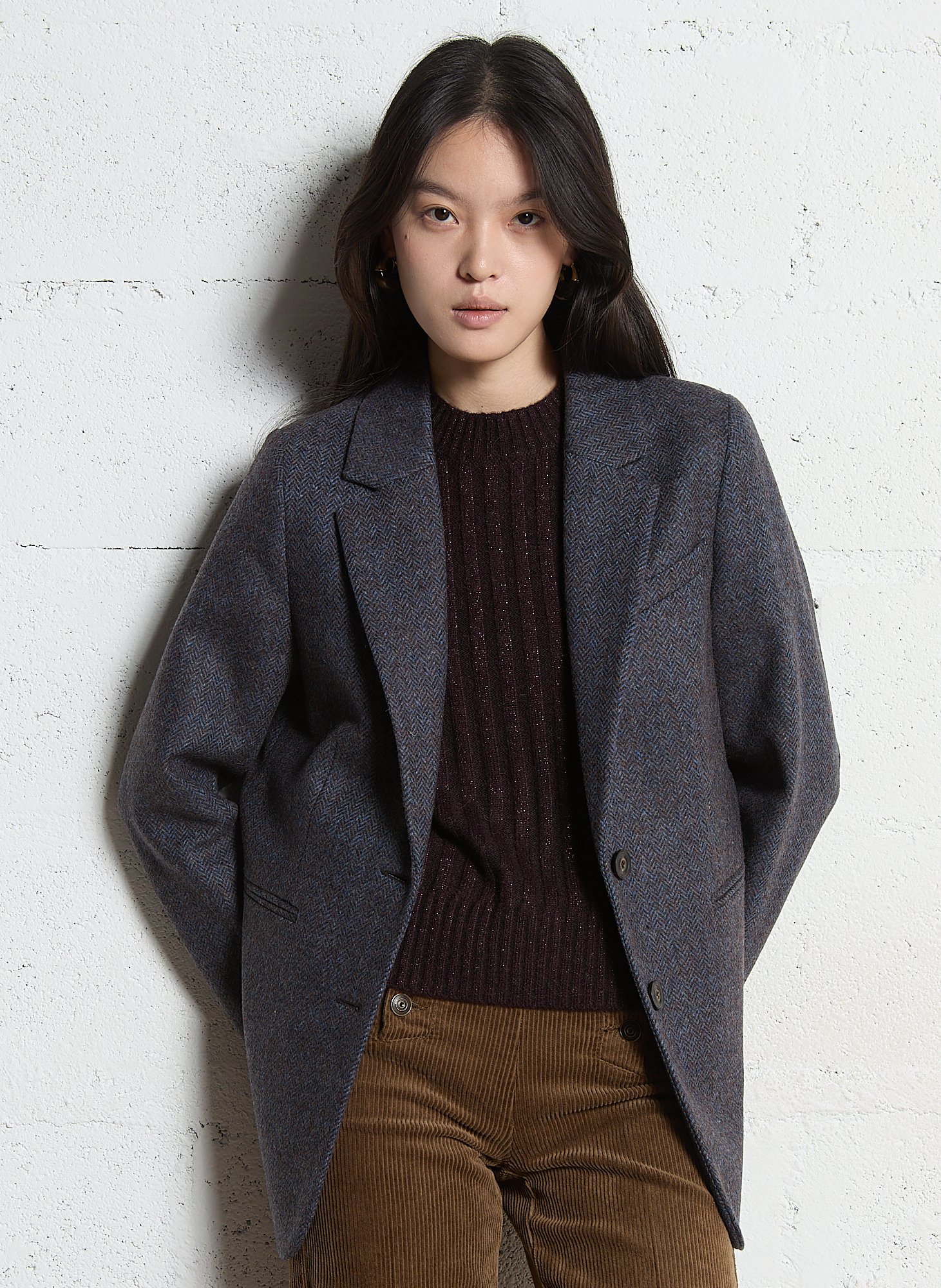 Rechte blazer van visgraat breisel MAISON 123 Bruin