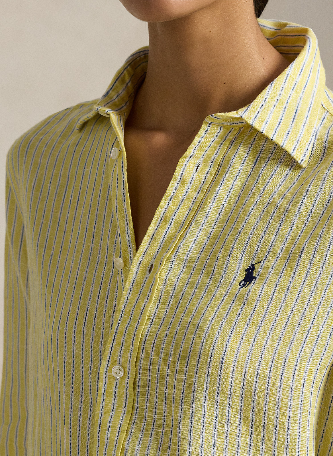 Recht, linnen overhemd met klassieke kraag POLO RALPH LAUREN Geel