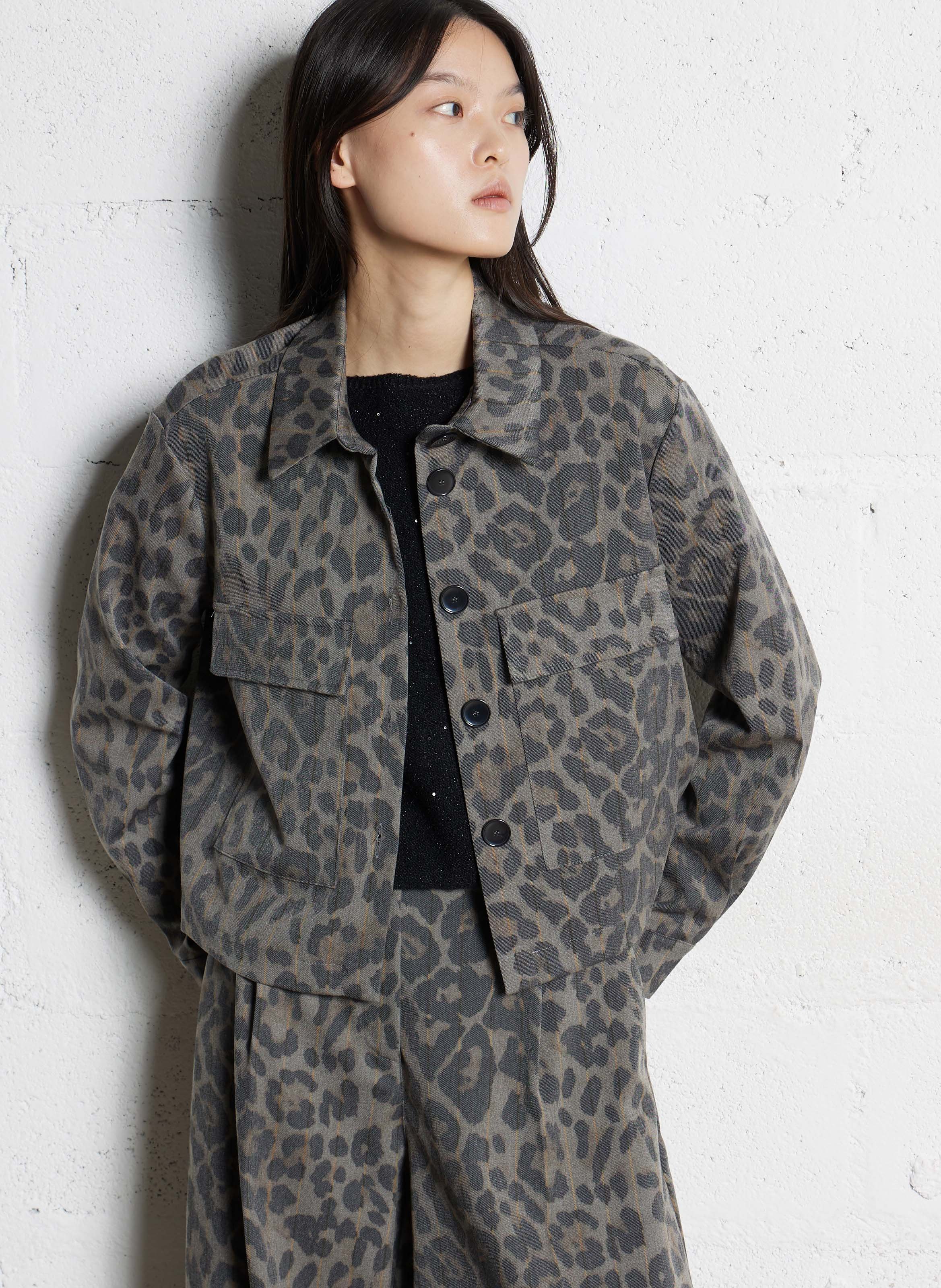 Veste droite col classique imprimée PLEASE Multicolore