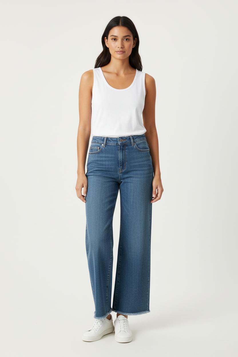 Cropped slim jeans with studs CHLOE STORA - SECONDE MAIN Blue