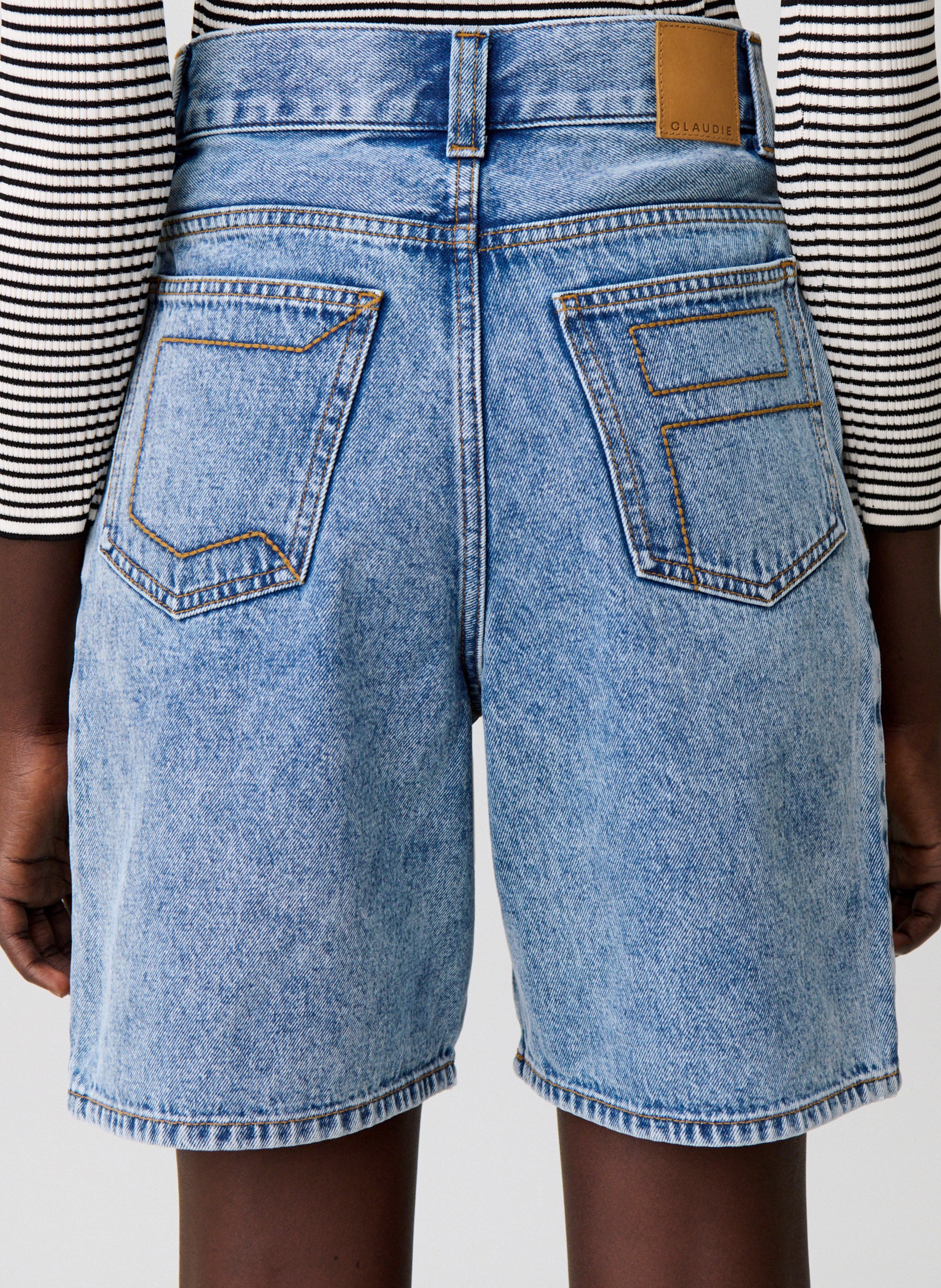 Short en jean large en coton CLAUDIE PIERLOT Bleu
