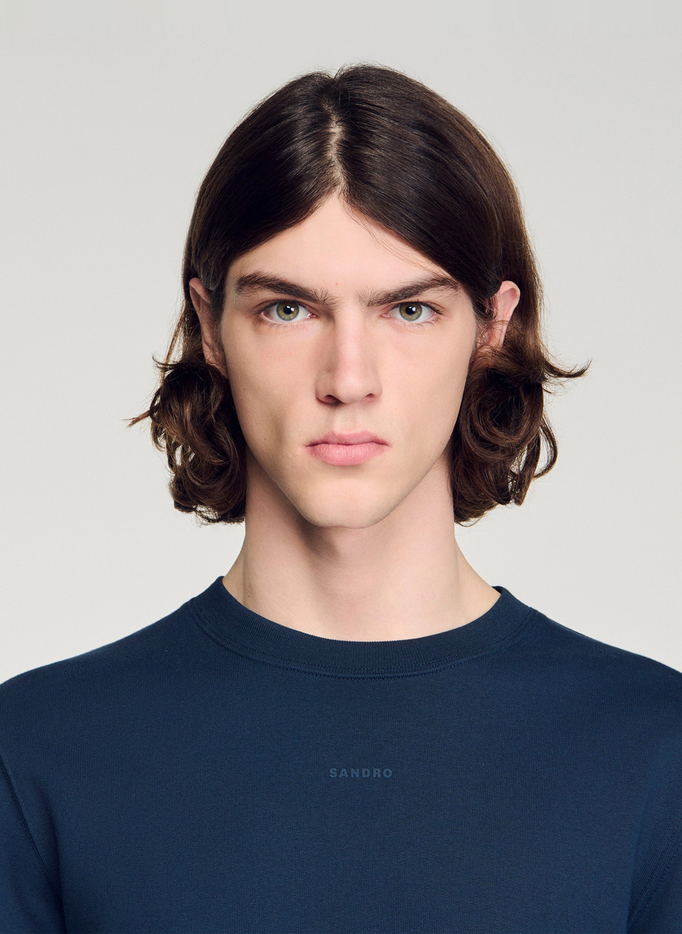 Sweat droit col rond en coton SANDRO Bleu