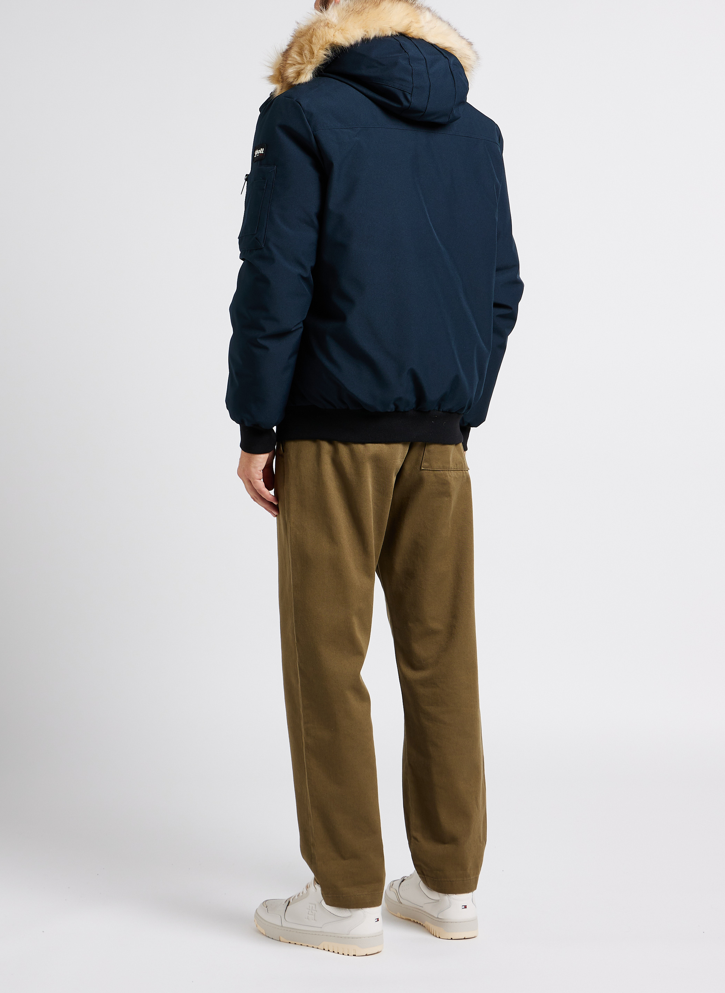 Regular-fit cotton sweater with zip-up high neck SELECTED Grey