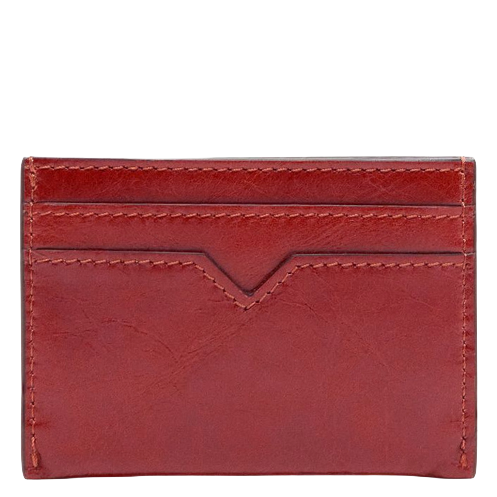 Smooth calfskin leather card holder VANESSA BRUNO Red