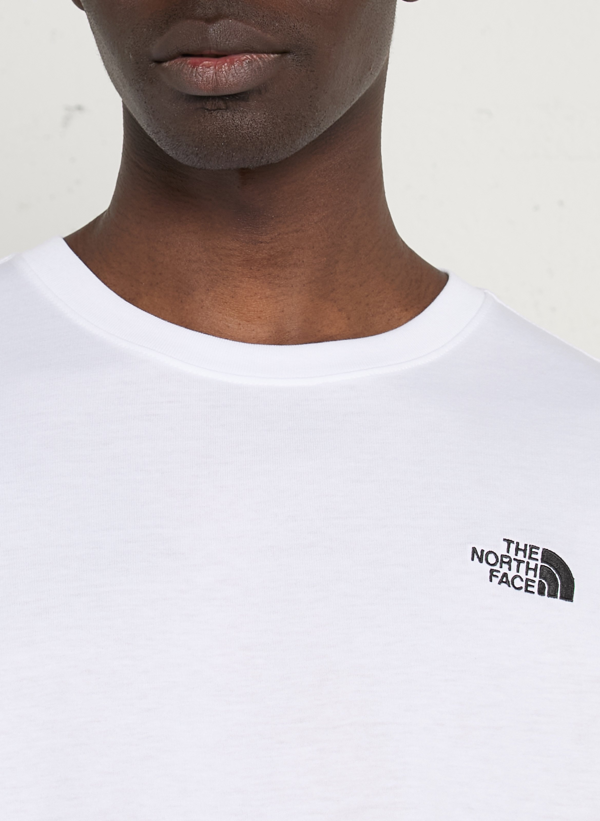 Staright embroidered round-neck cotton T-shirt THE NORTH FACE White