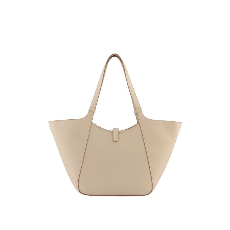 Calfskin leather shoulder bag Beige