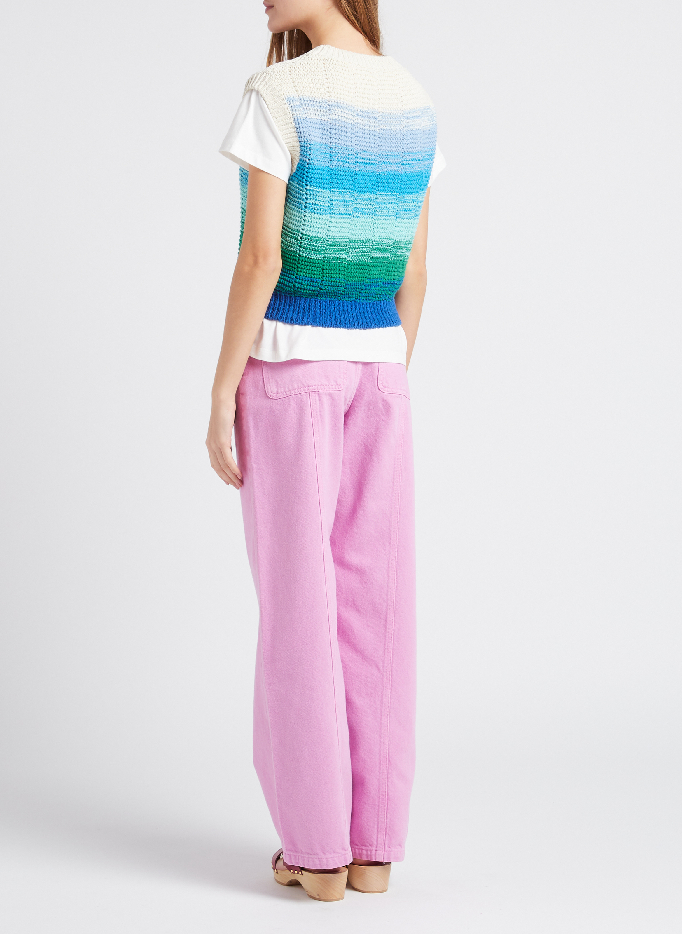 Straight recycled cotton-blend round-neck sweater INDEE Green