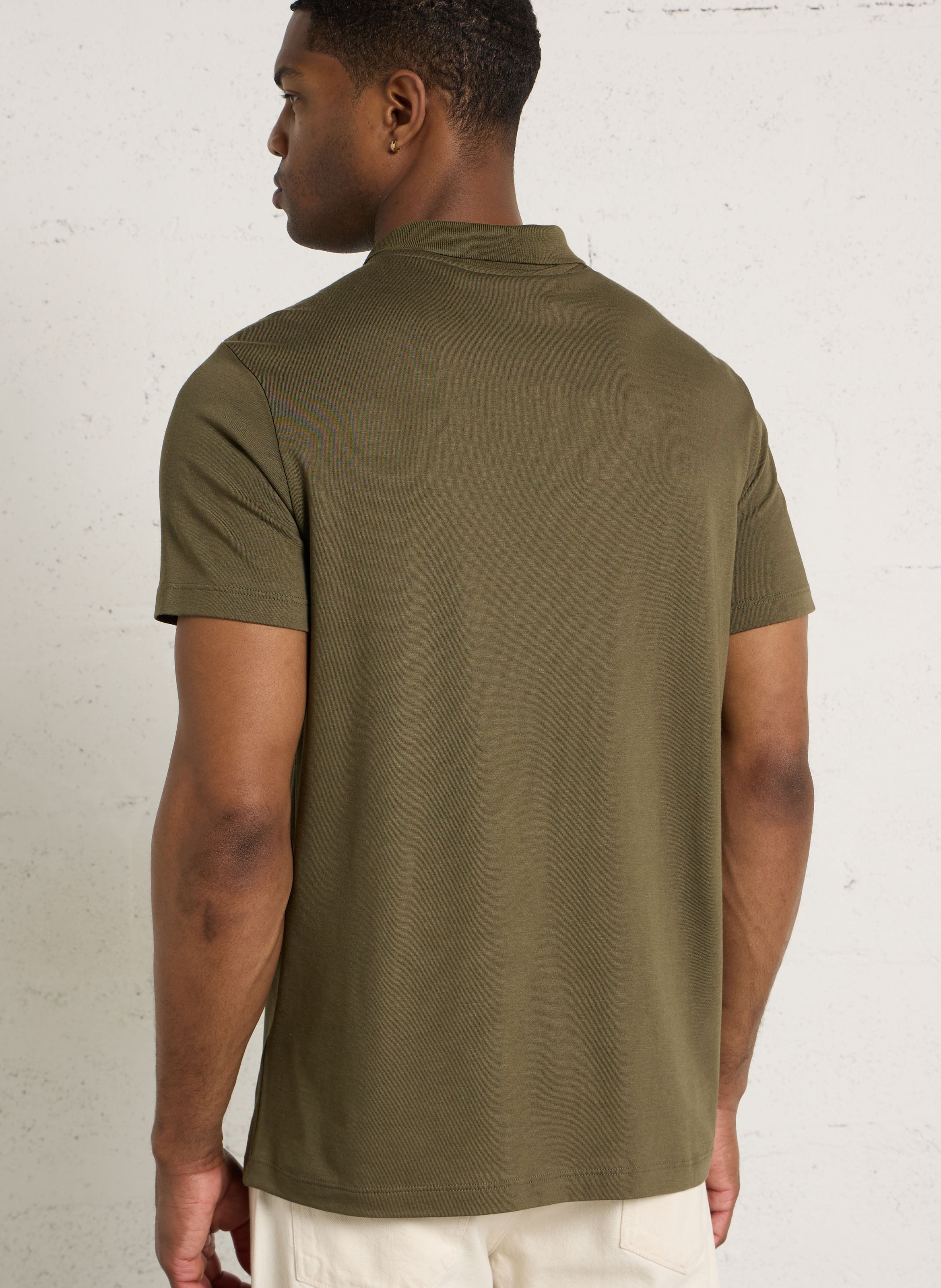 Cotton and linen polo shirt IKKS Khaki