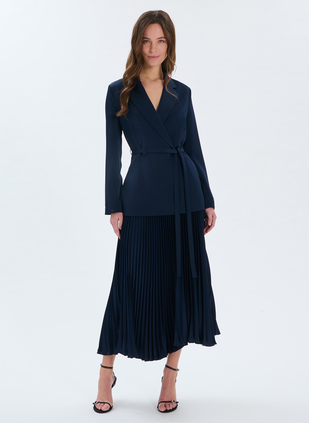 Halflange jurk met plooien en tie-dye-print ZAPA Blauw