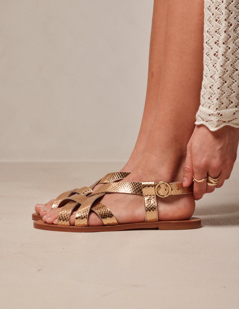 Faux leather sandals ODAJE Golden