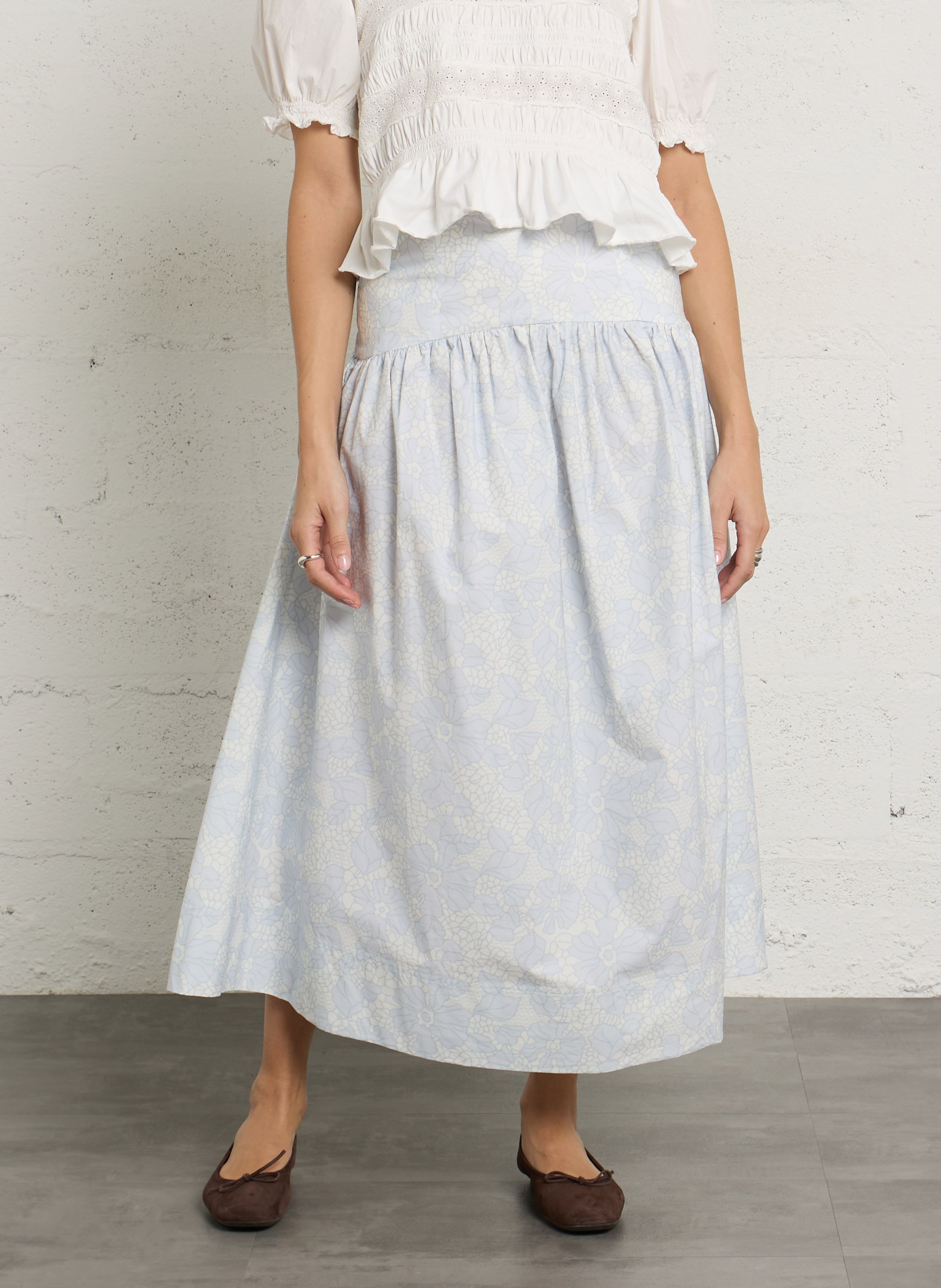 Ausgestellter Midi-Baumwollrock THE TINY BIG SISTER Mehrfarbig