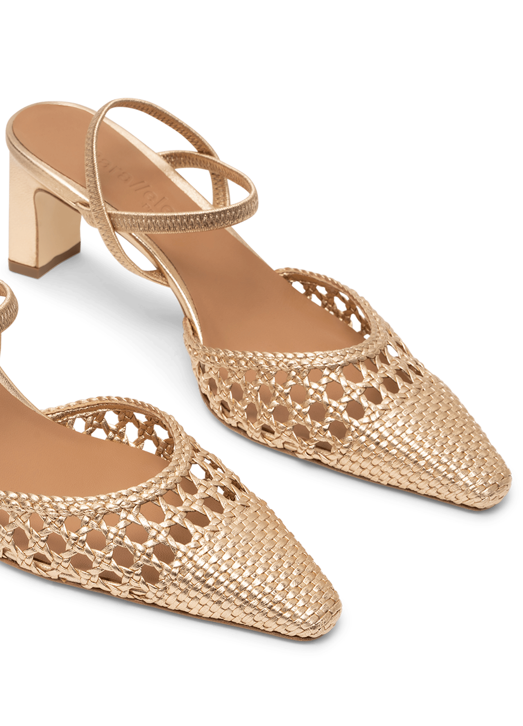Slingback en cuir nappa tressé or PARALLELE PARIS Doré