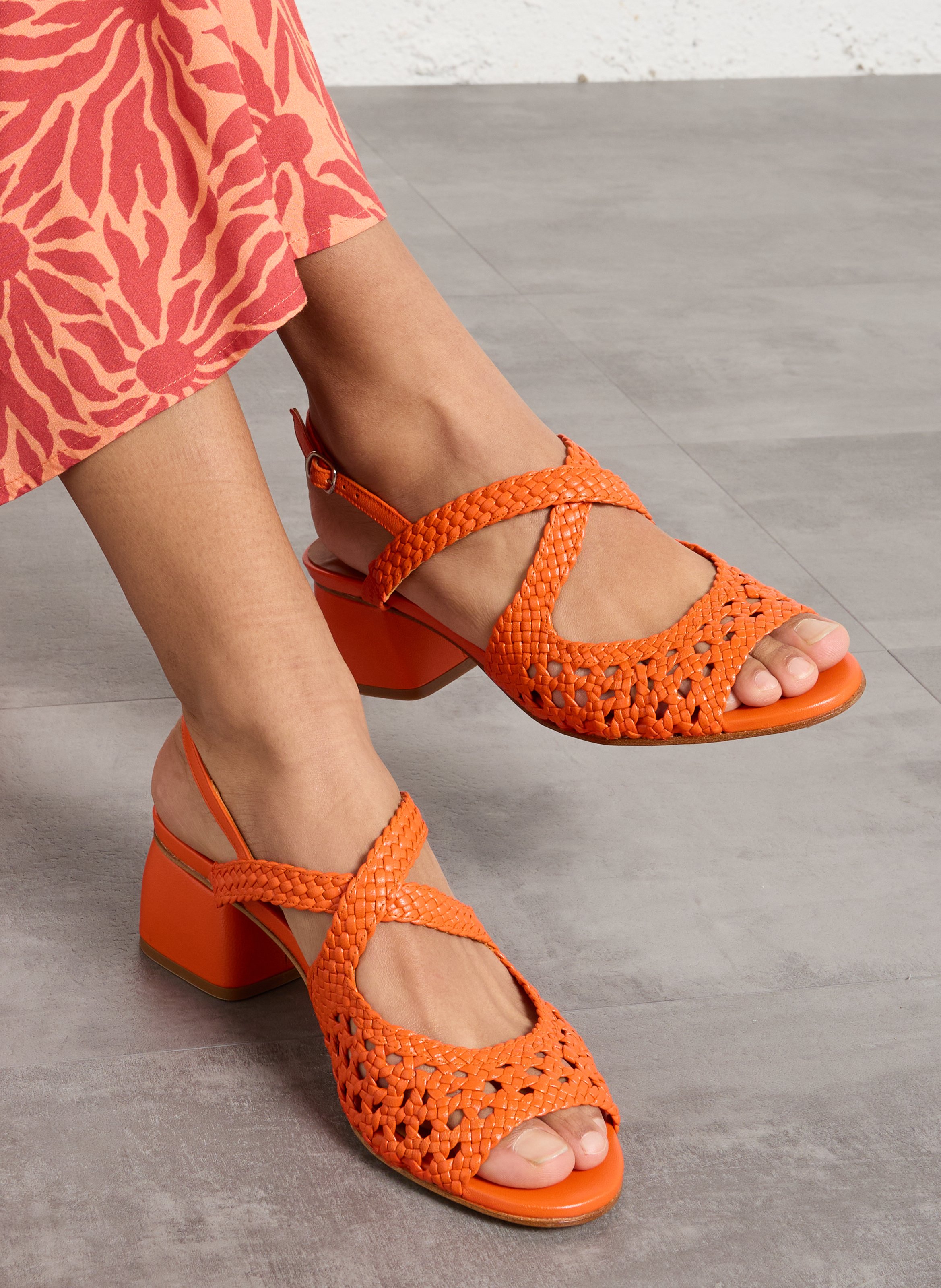 Alice - Ledersandalen mit Absatz NAGUISA Orange