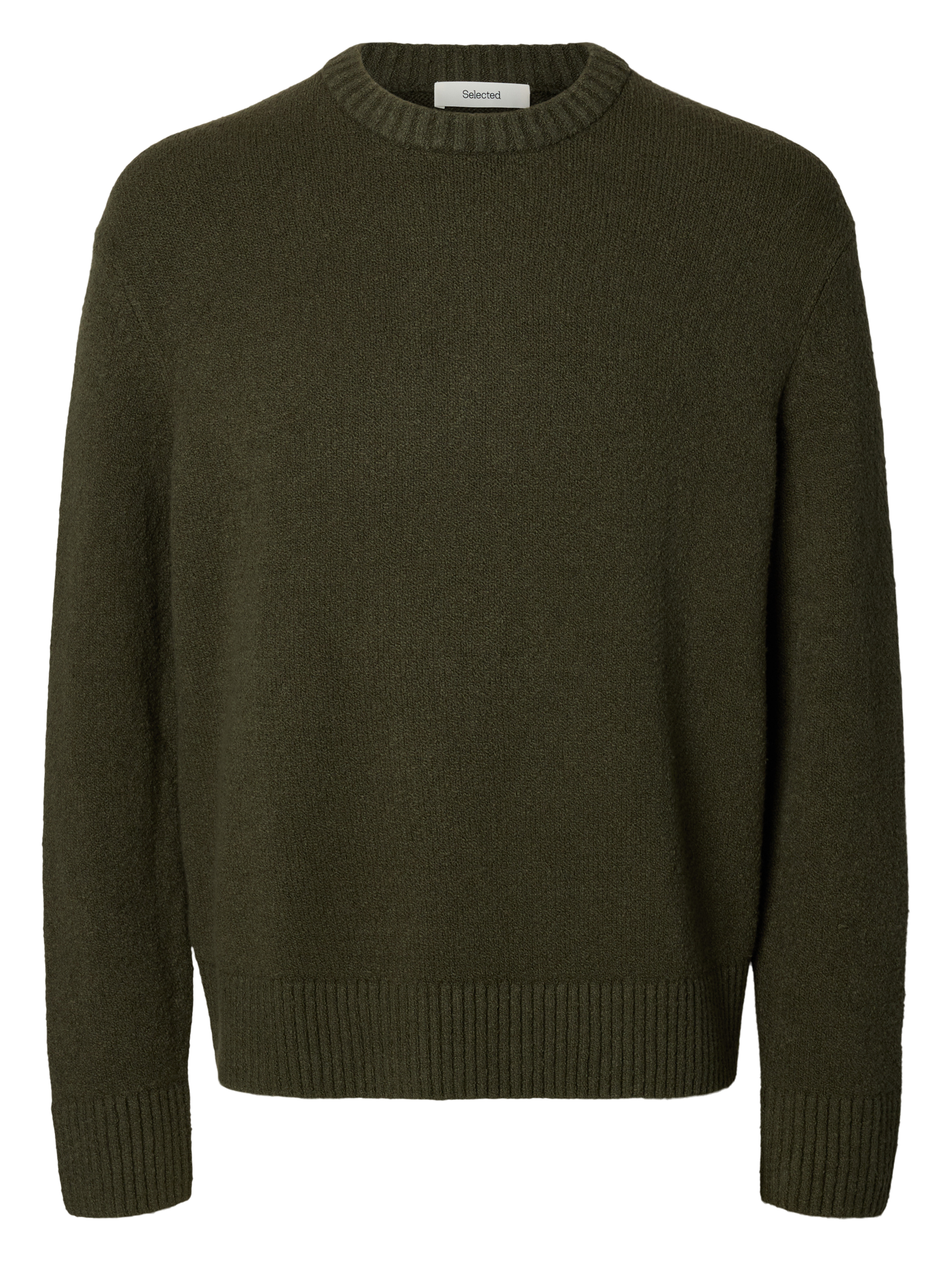 Pull droit en coton bio mélangé SELECTED Vert