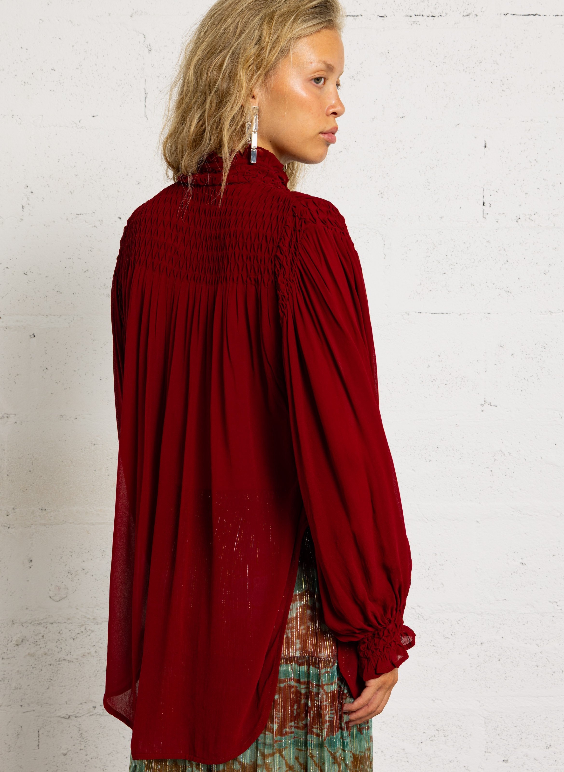 Flowy Oversized Long Shirt MES DEMOISELLES Red