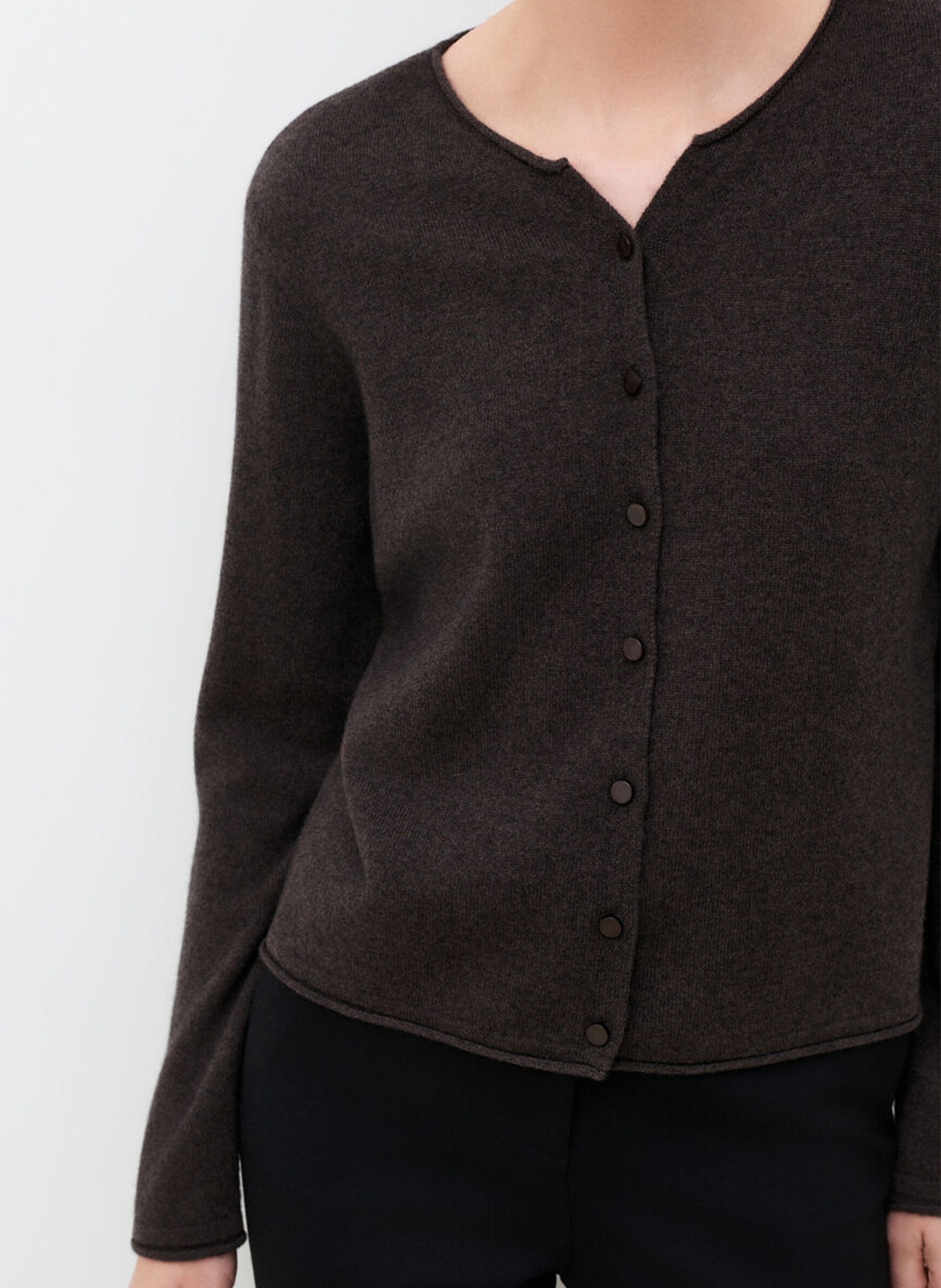 Gilet col rond en cachemire | Marron CAROLL Femme