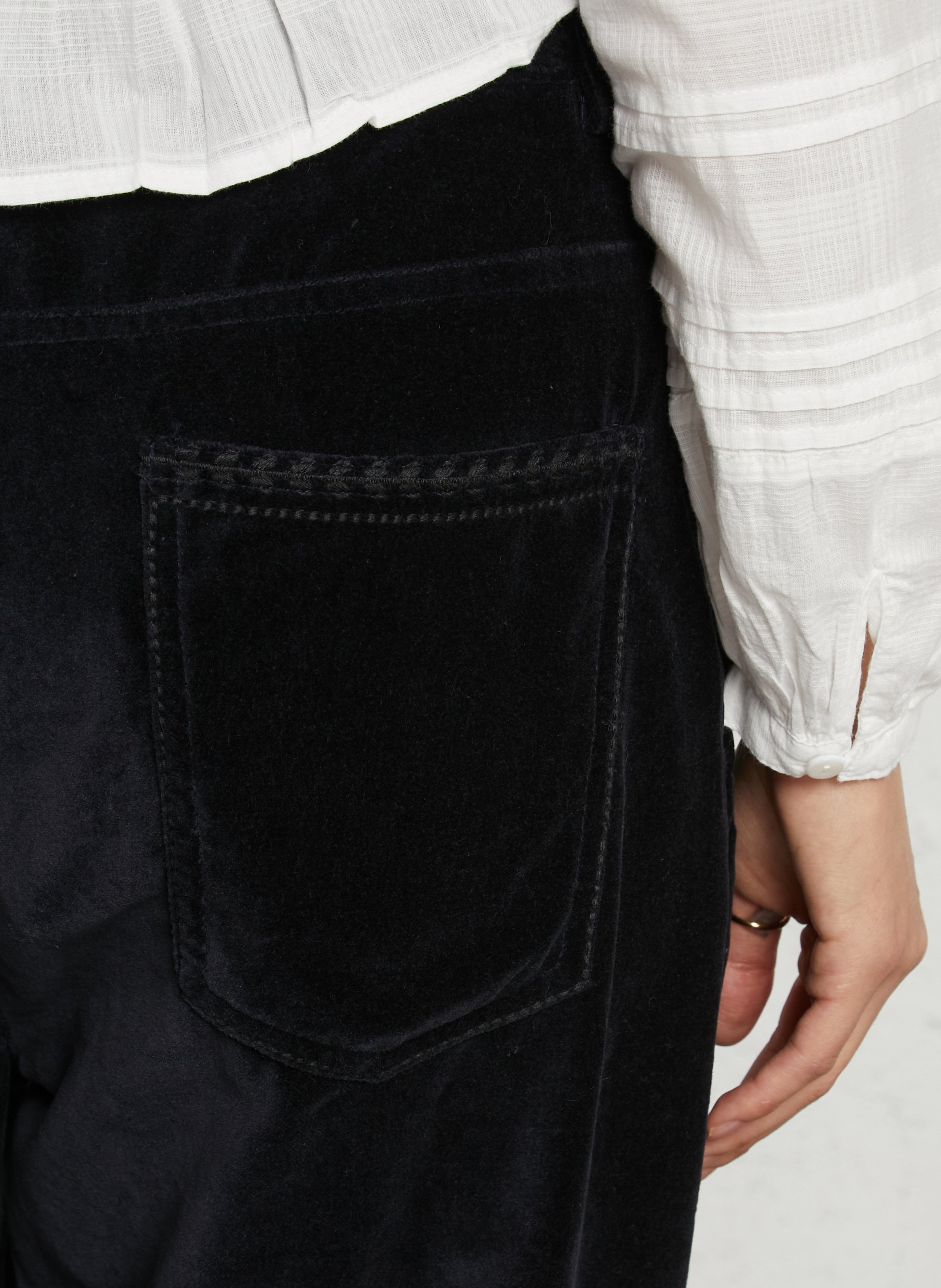 Wijde broek met borduursel in fluwelen katoen MAISON HOTEL Blauw