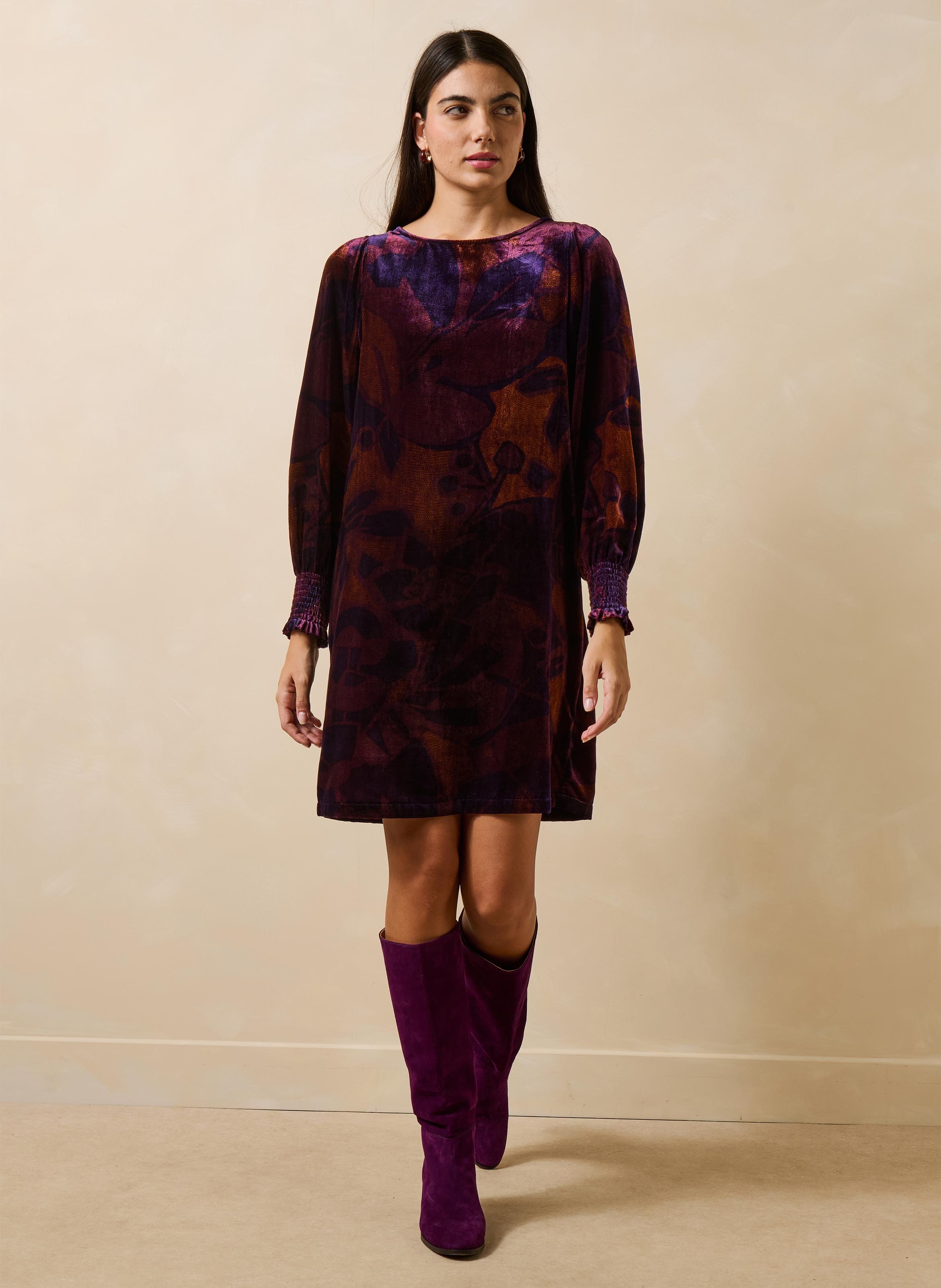 Printed straight dress with round neck LA FEE MARABOUTEE Multicolored